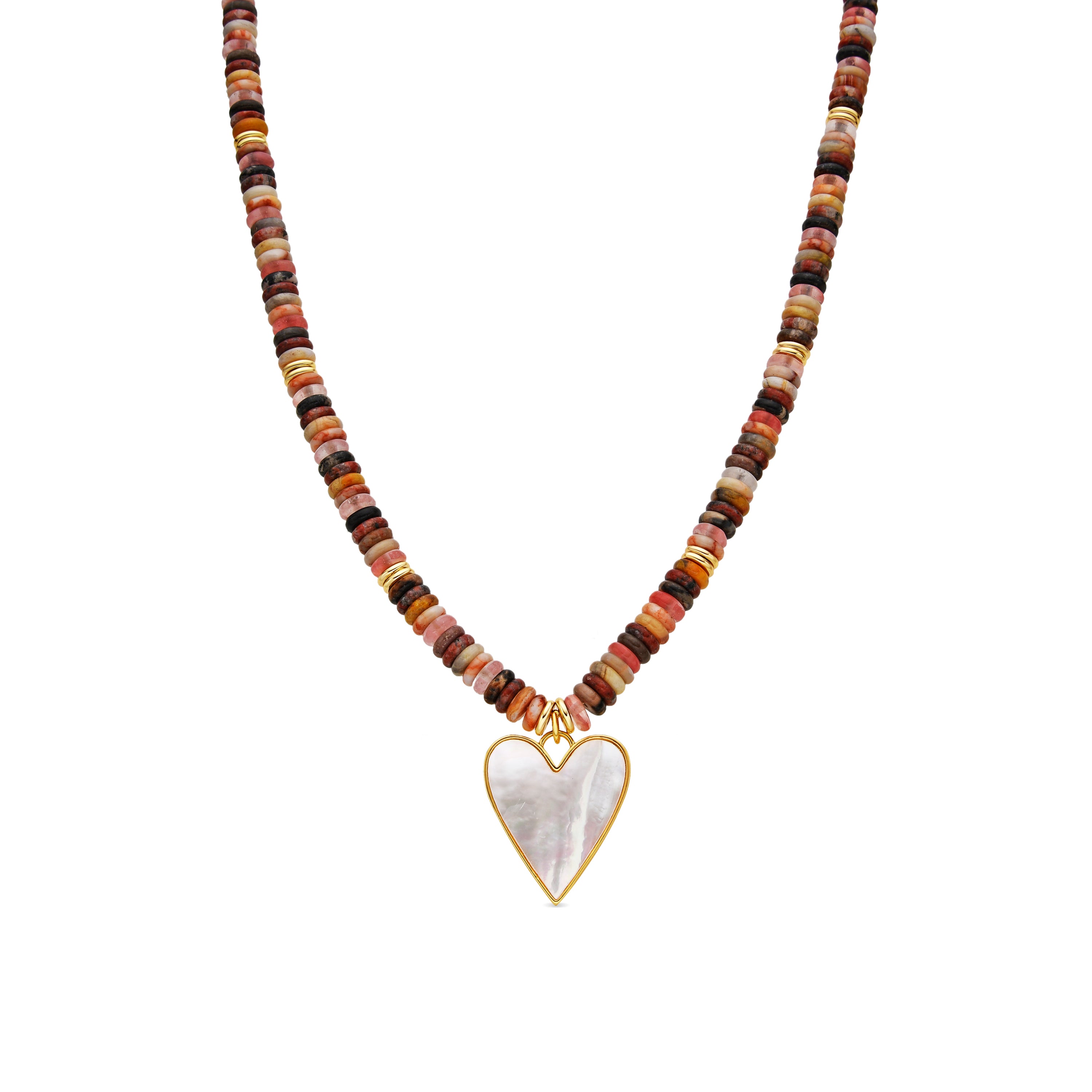 Collar de Plata de Ley 925 y Agata Multicolor acabado oro amarillo de 18k - Umex