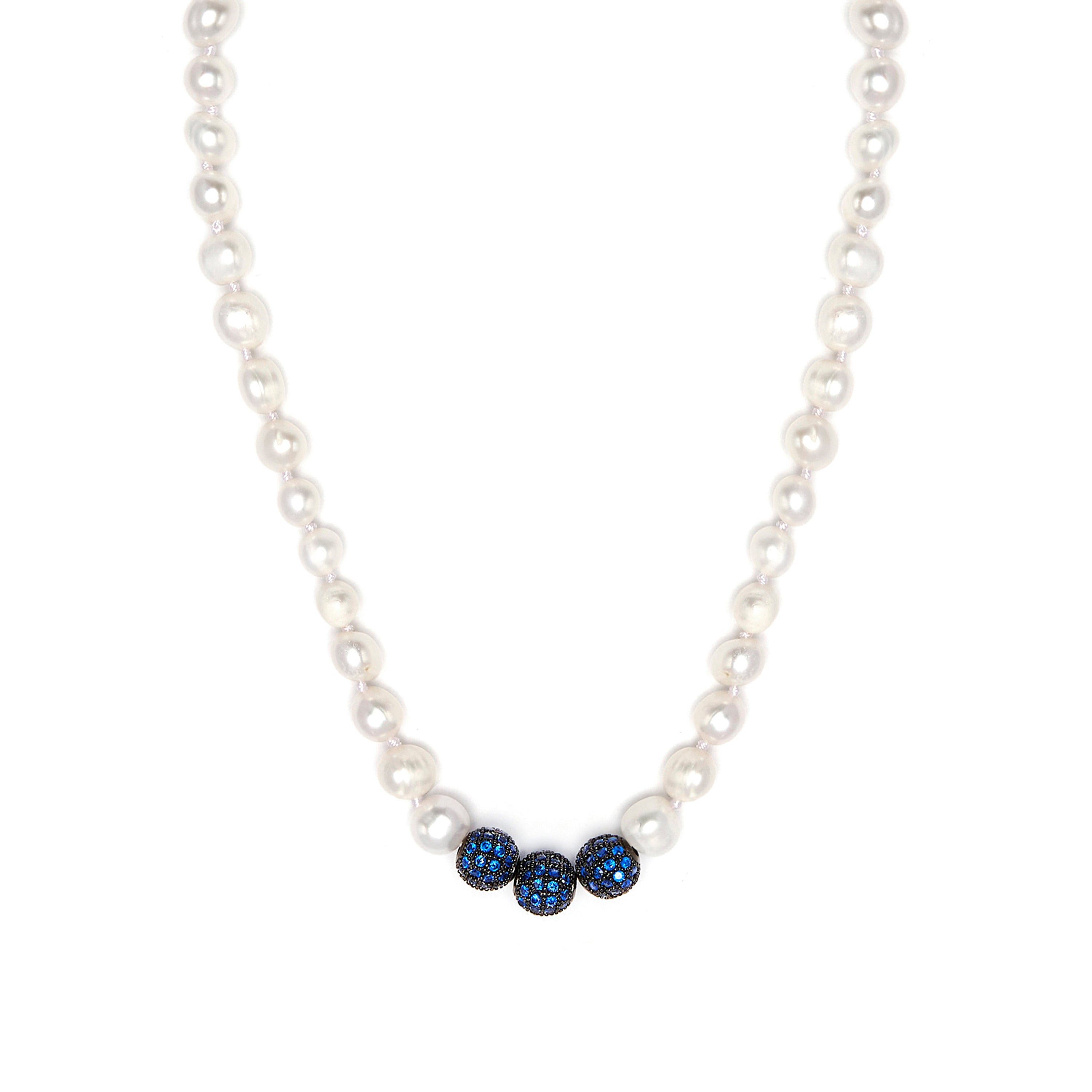 Collar de Plata de Ley 925 y Perla Blanca acabado en rodio - Sanek