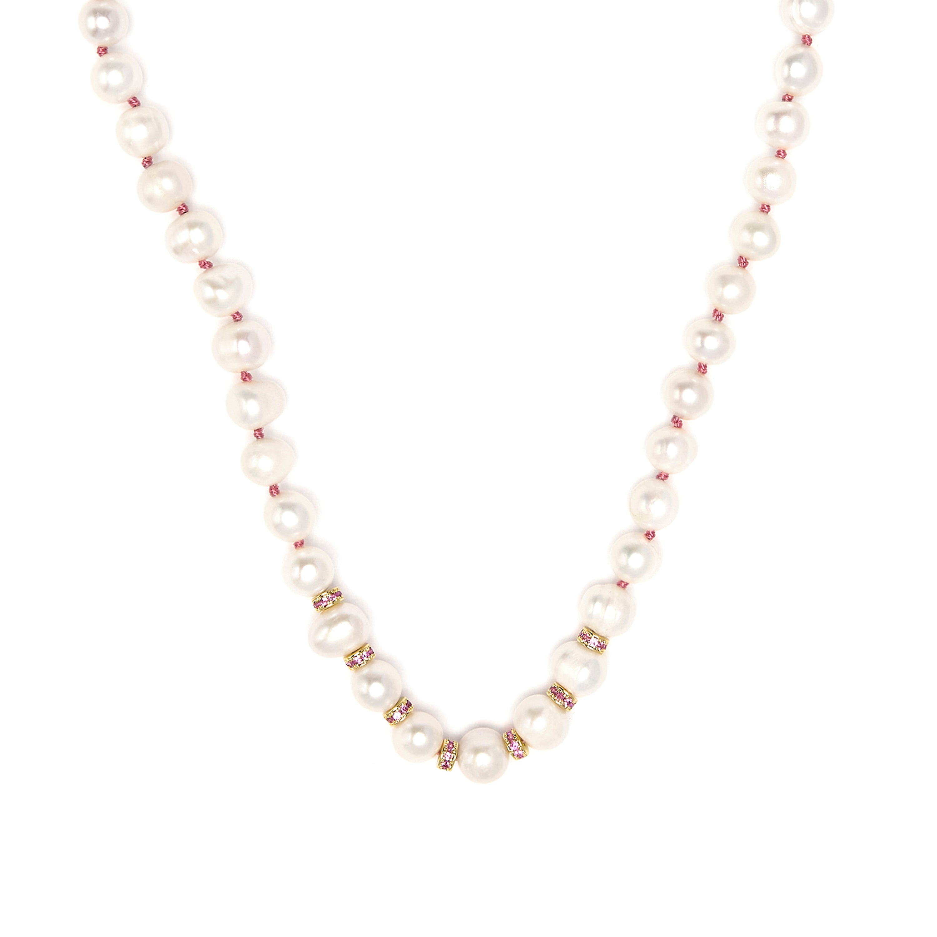 Collar de Plata de Ley 925 y Perla Blanca acabado en oro amarillo 18k - Melmay