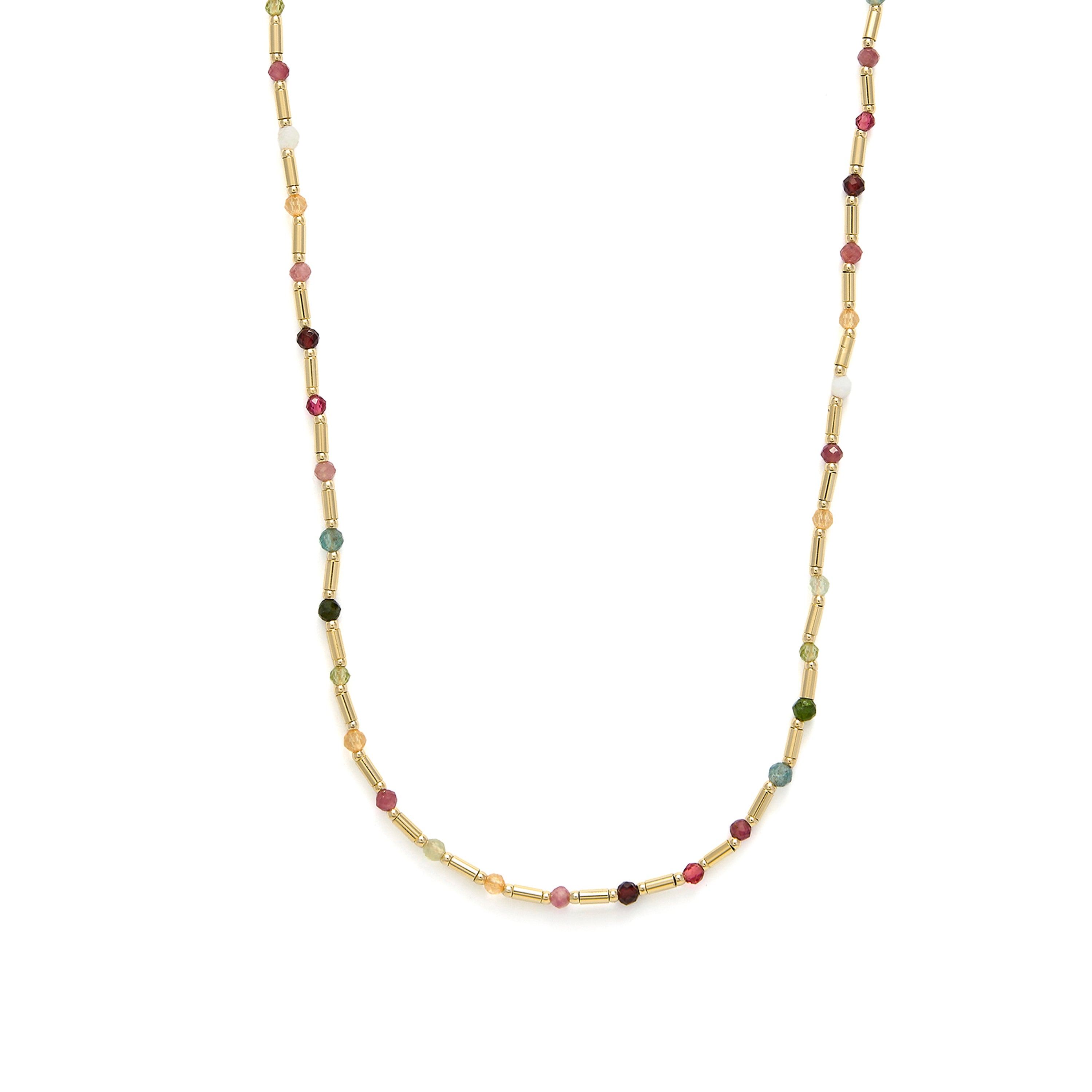 Collar de Plata de Ley 925 y Turmalina Multicolor acabado en oro amarillo 18k - Otssy