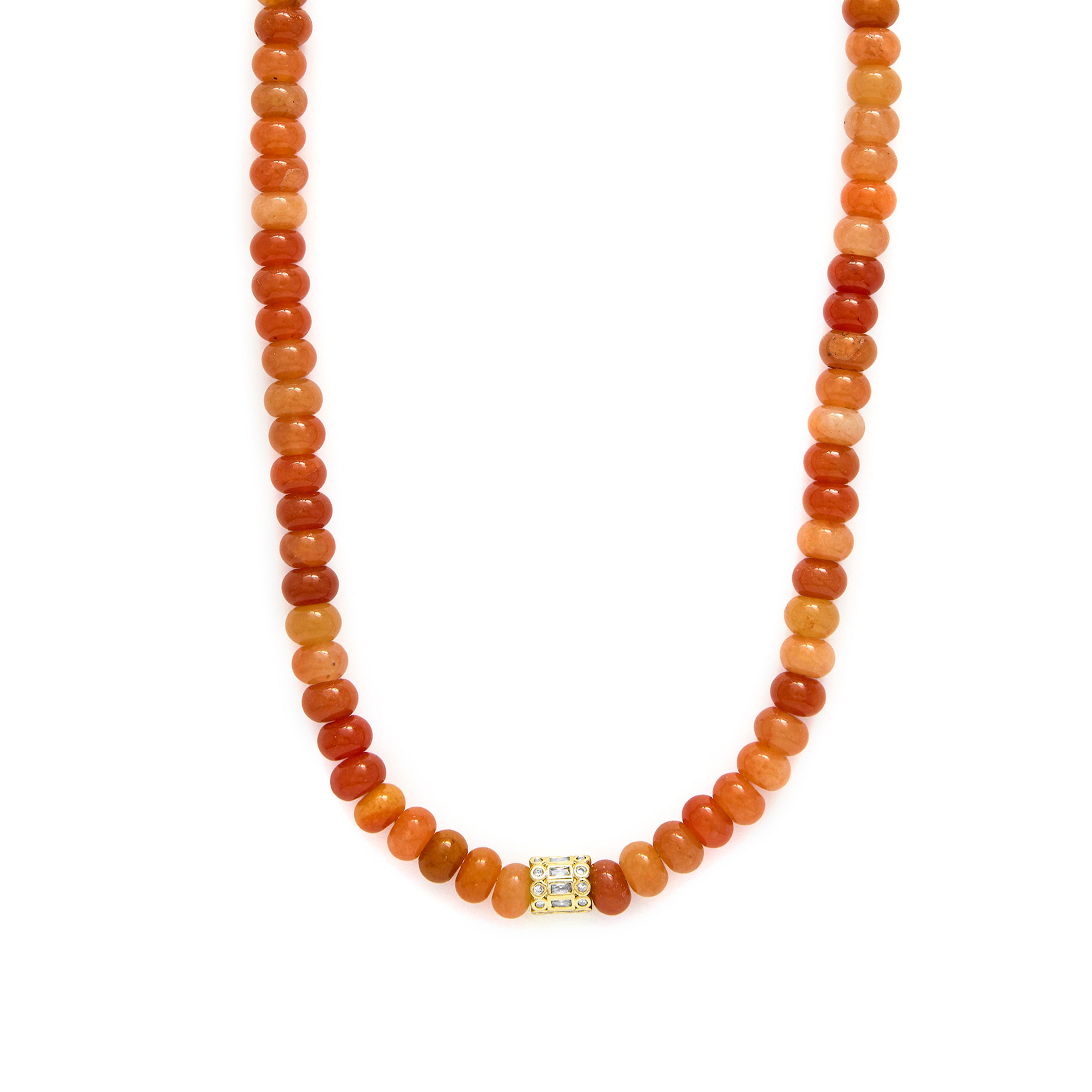 Collar de Plata de Ley 925 y Aventurina Naranja acabado en oro amarillo 18k - Overon