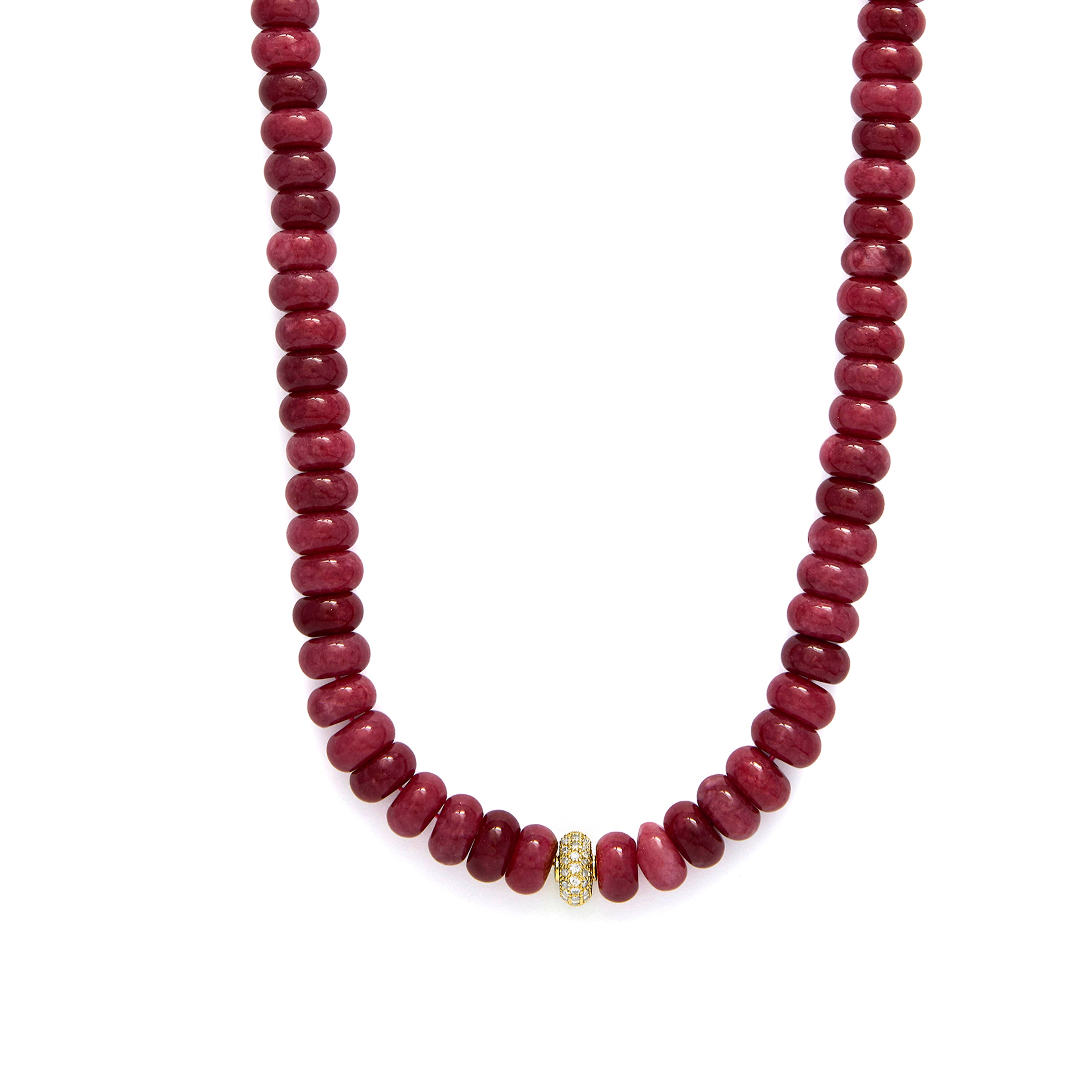 Collar de Plata de Ley 925 y Jade Rojo acabado en oro amarillo 18k - Ziafa