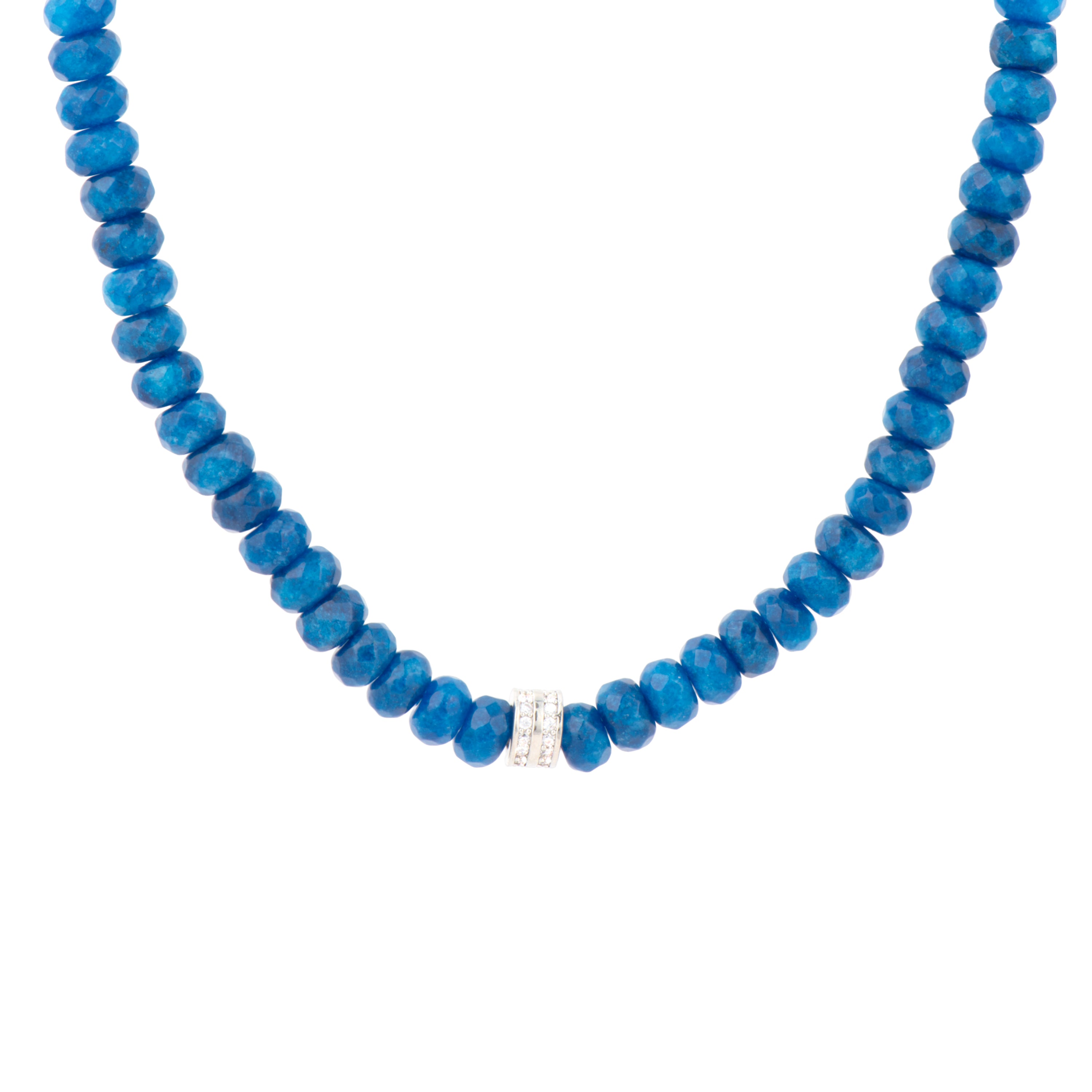 Collar de Plata de Ley 925 y Jade Azul acabado en rodio - Hado