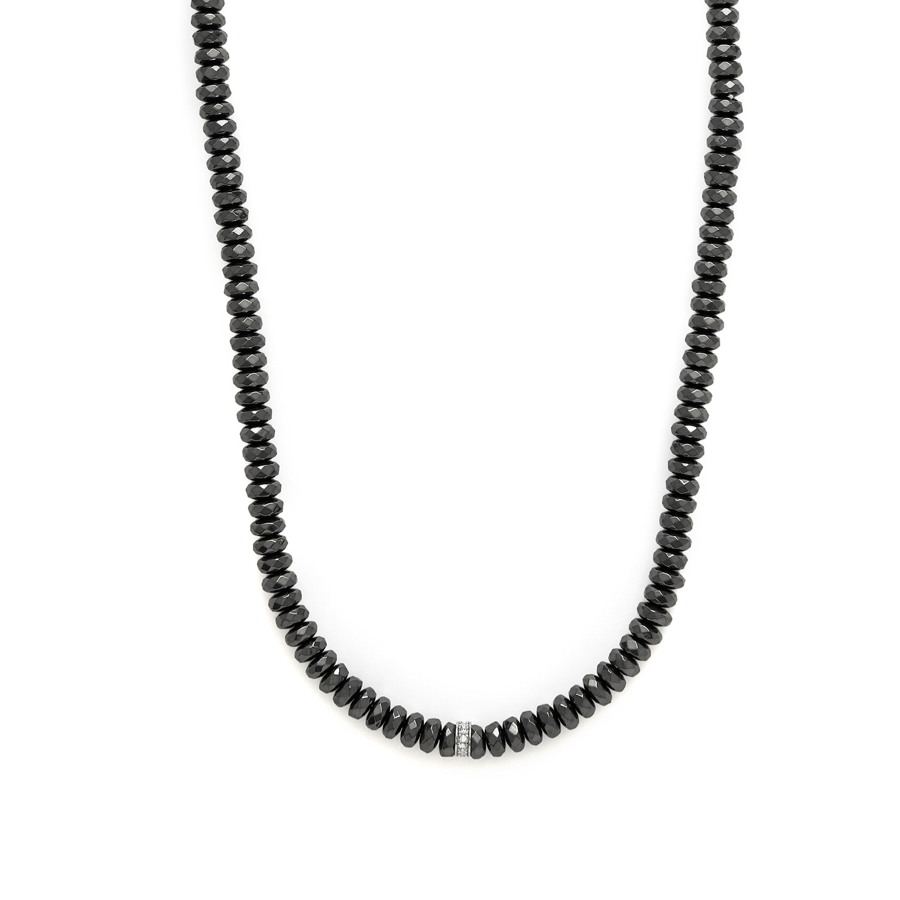 Collar de Plata de Ley 925 y Hematite acabado en rodio - Sihi