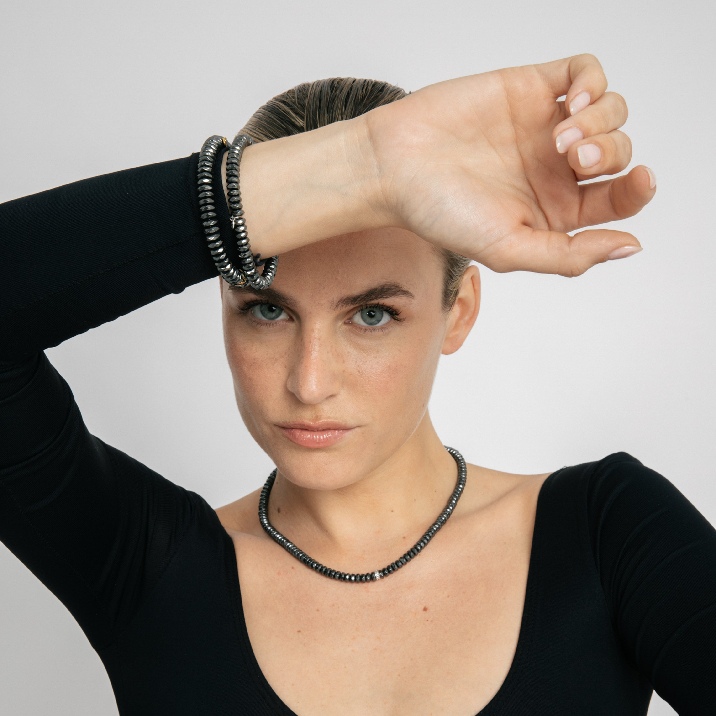 Collar de Plata de Ley 925 y Hematite acabado en rodio - Sihi