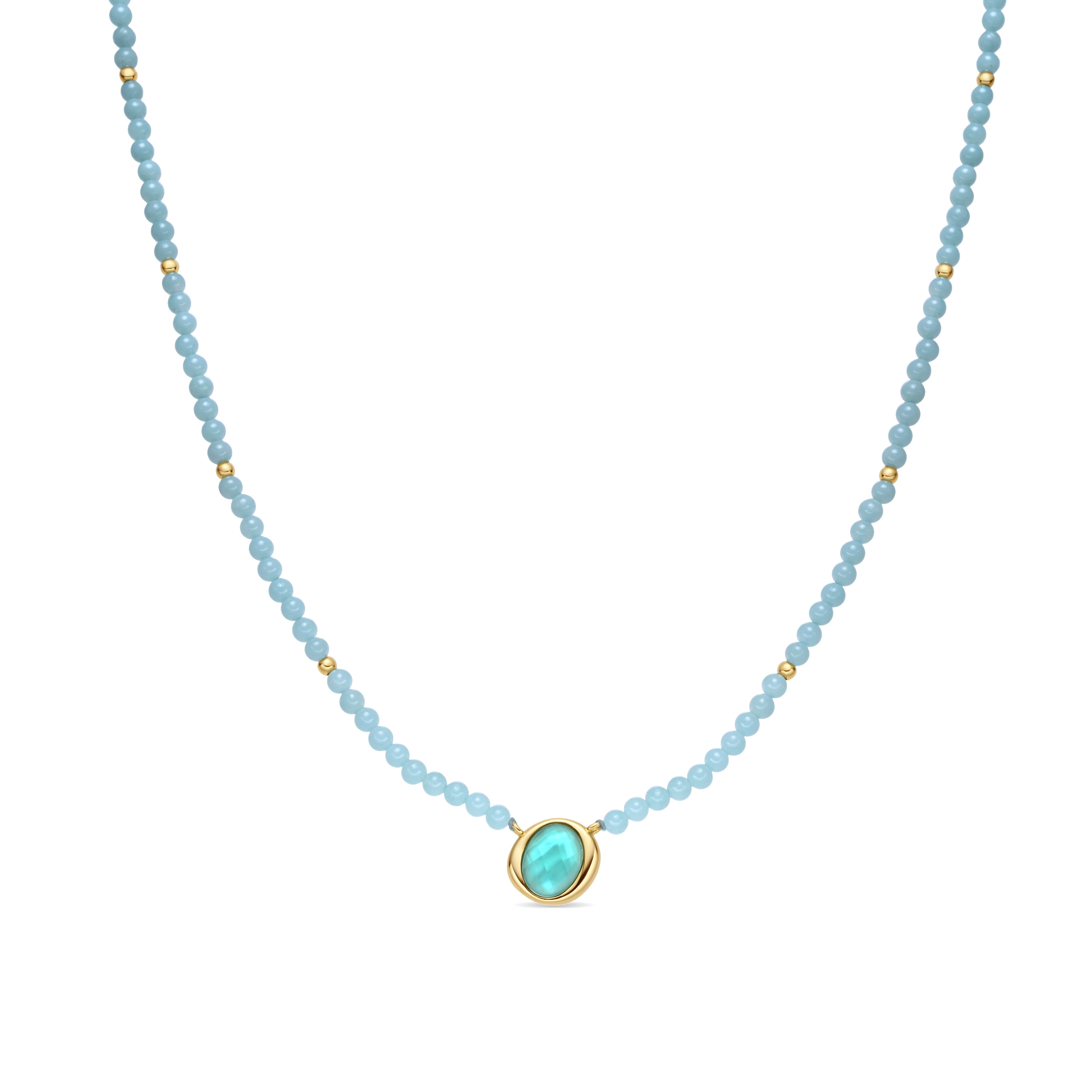 Collar de Plata de Ley 925 y Doblete Madreperla / Cuarzo Hidrotermal Verde acabado en oro amarillo 18k - Alqua