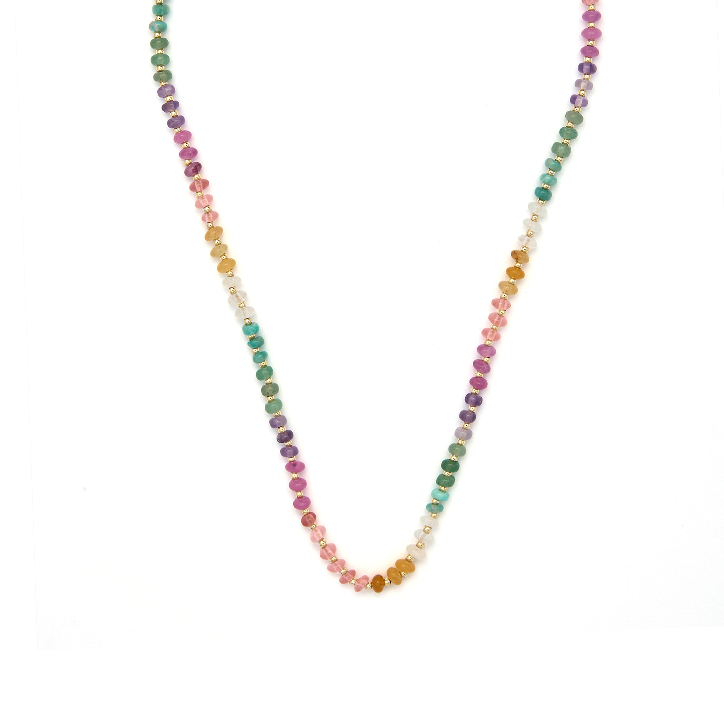 Collar de Plata de Ley 925 y Multicolor Piedra Natural acabado en oro amarillo de 18k - Uwa