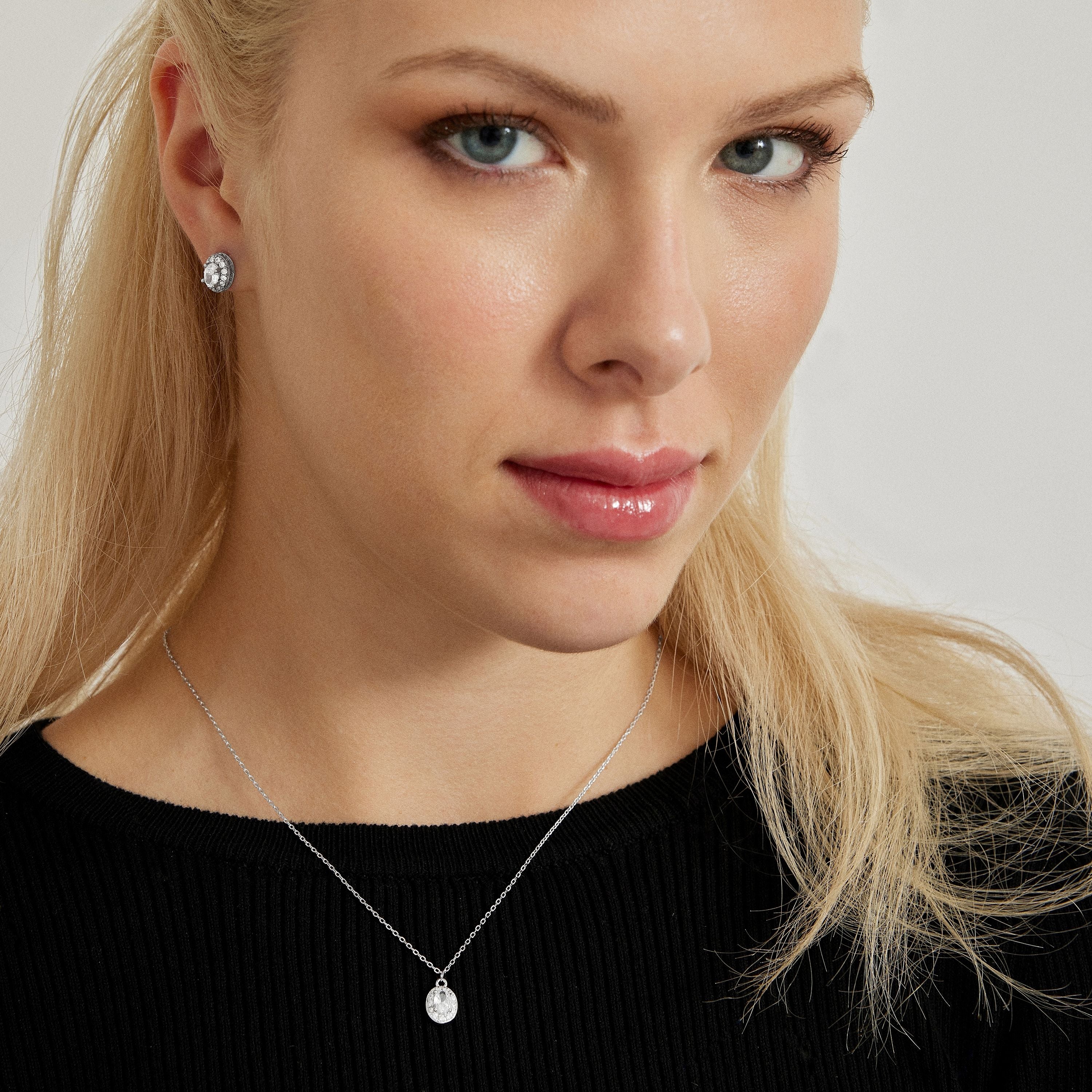 Collar de Plata de Ley 925 con Circonita Brillante acabado en rodio - Tikna