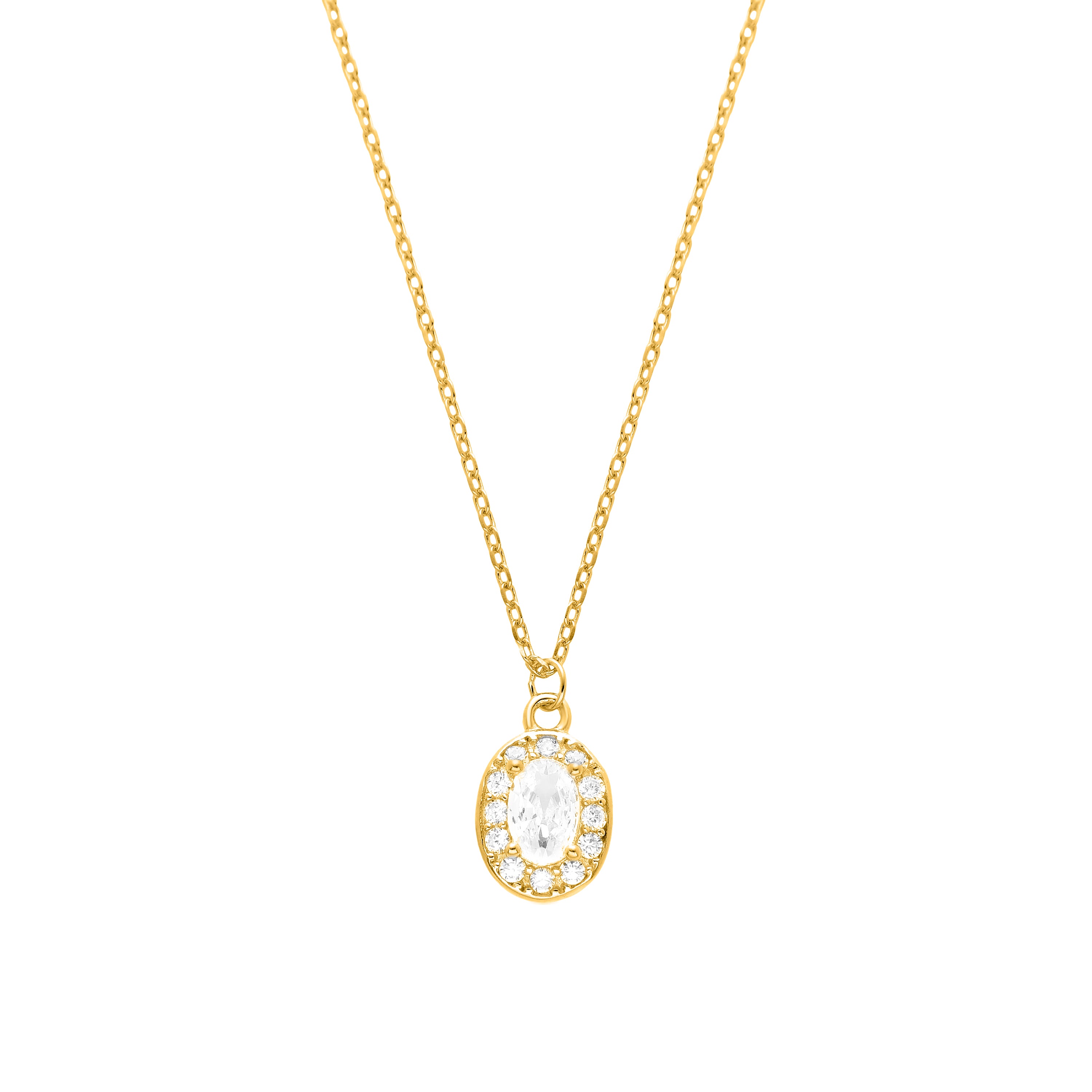 Collar de Plata de Ley 925 con Circonita Brillante acabado en oro amarillo de 18K - Tikna