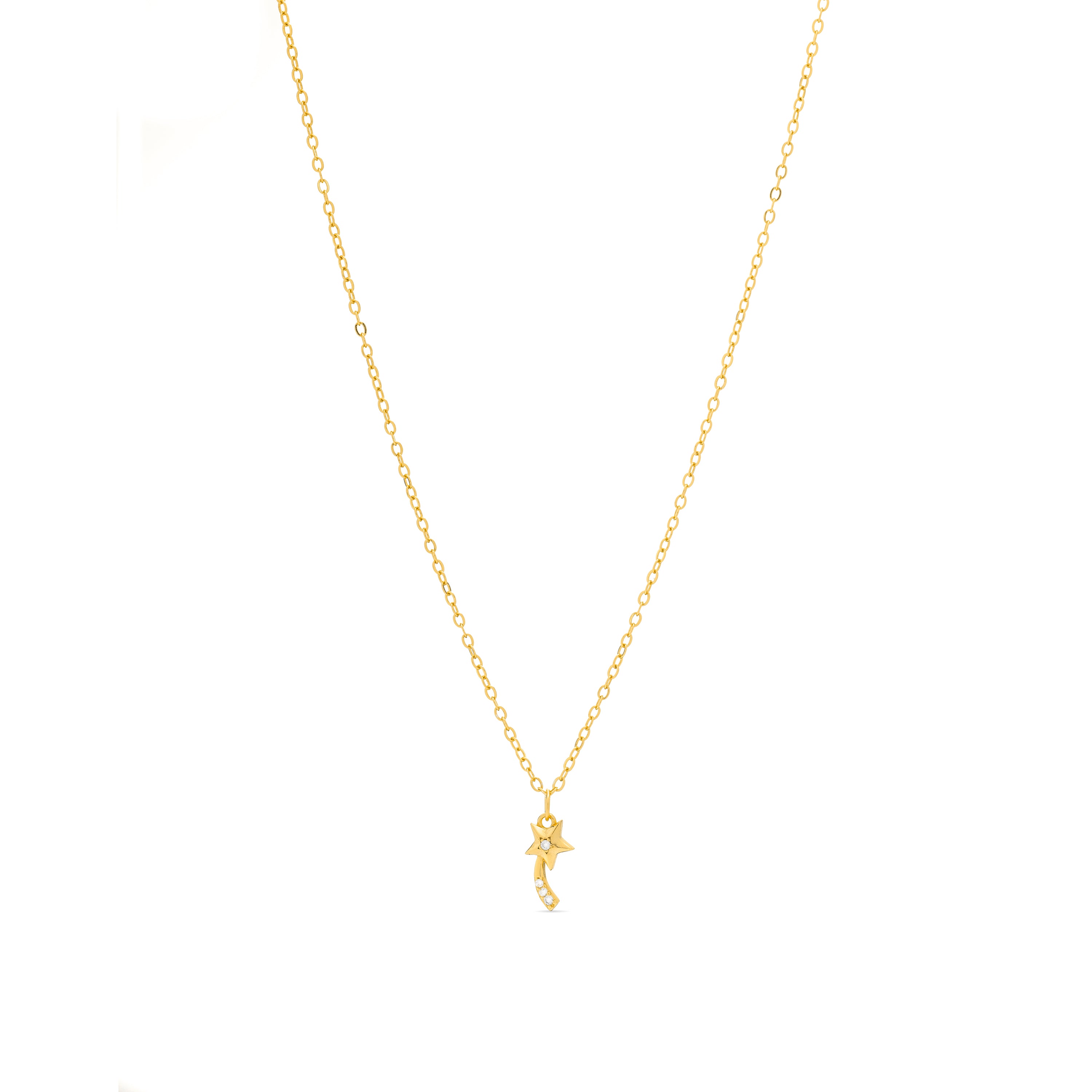Collar de Plata de Ley 925 y Circonita Brillante acabado en oro amarillo de 18k - Estrella