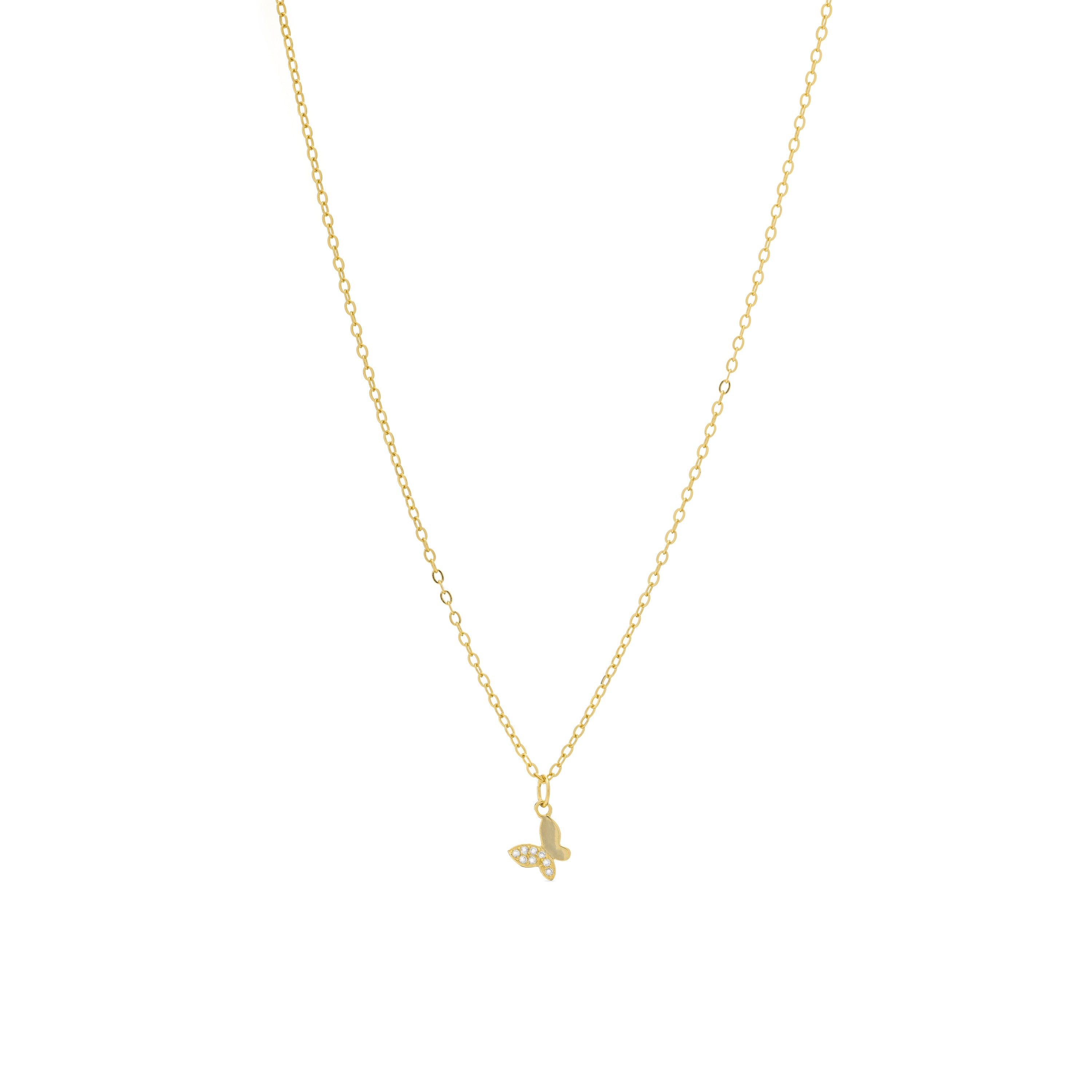 Collar de Plata de Ley 925 y Circonita Brillante acabado en oro amarillo de 18k - Mariposa
