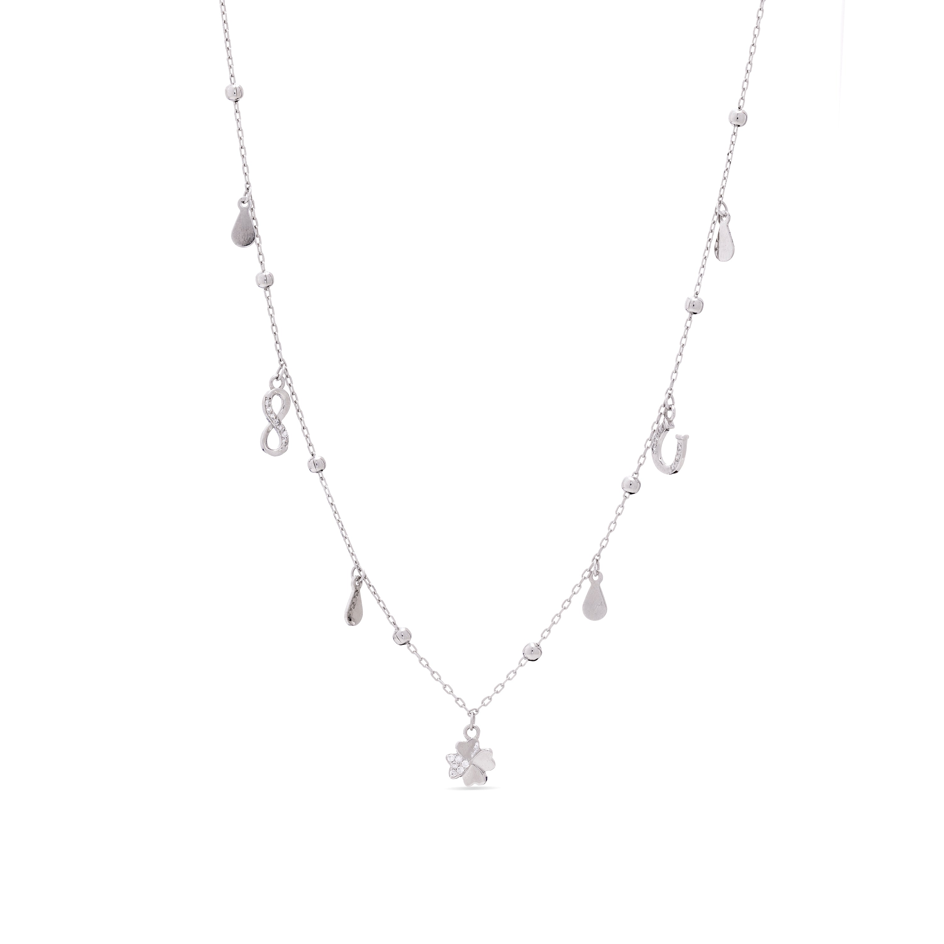 Collar de Plata de Ley 925 y Circonita Brillante acabado en rodio - Trebol