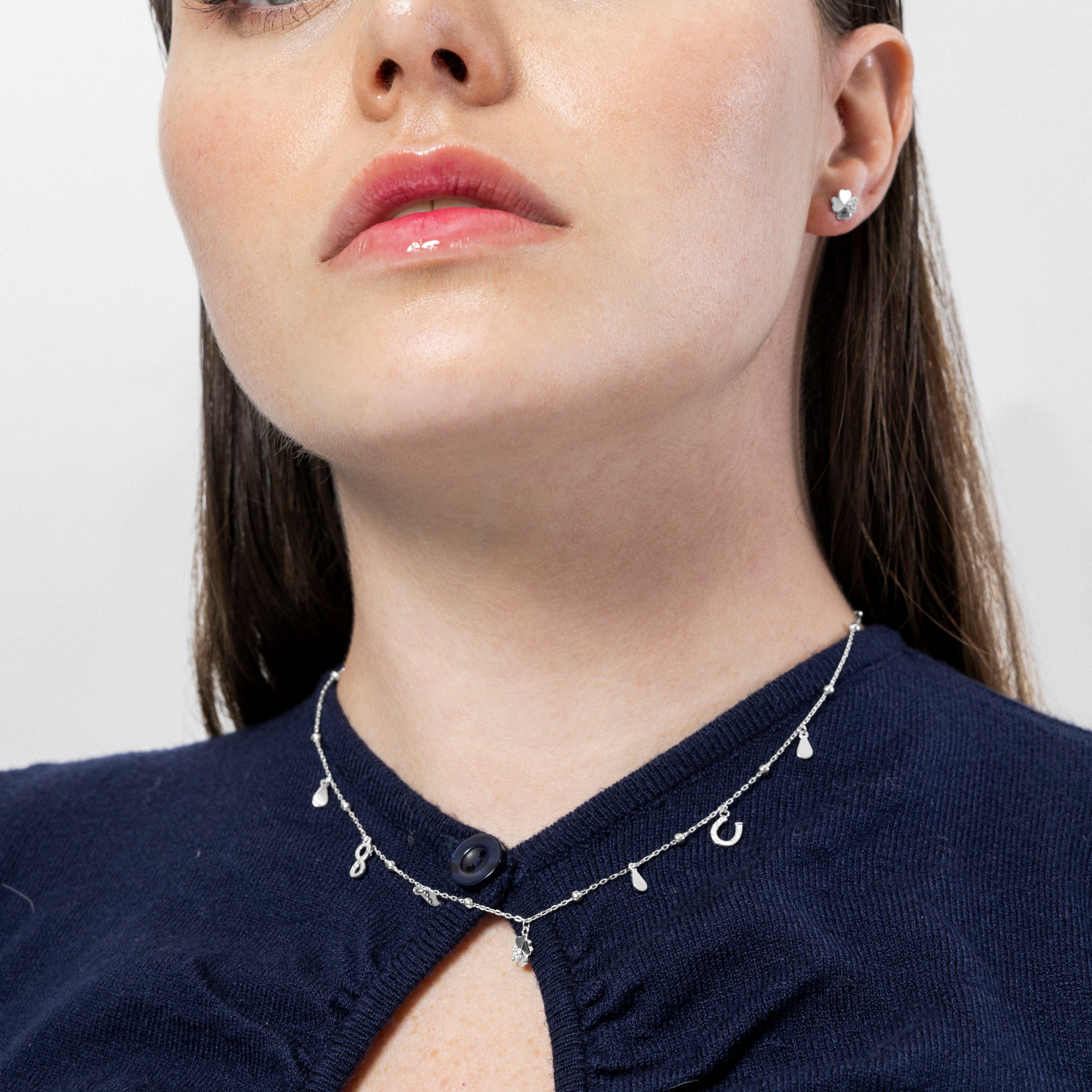 Collar de Plata de Ley 925 y Circonita Brillante acabado en rodio - Trebol