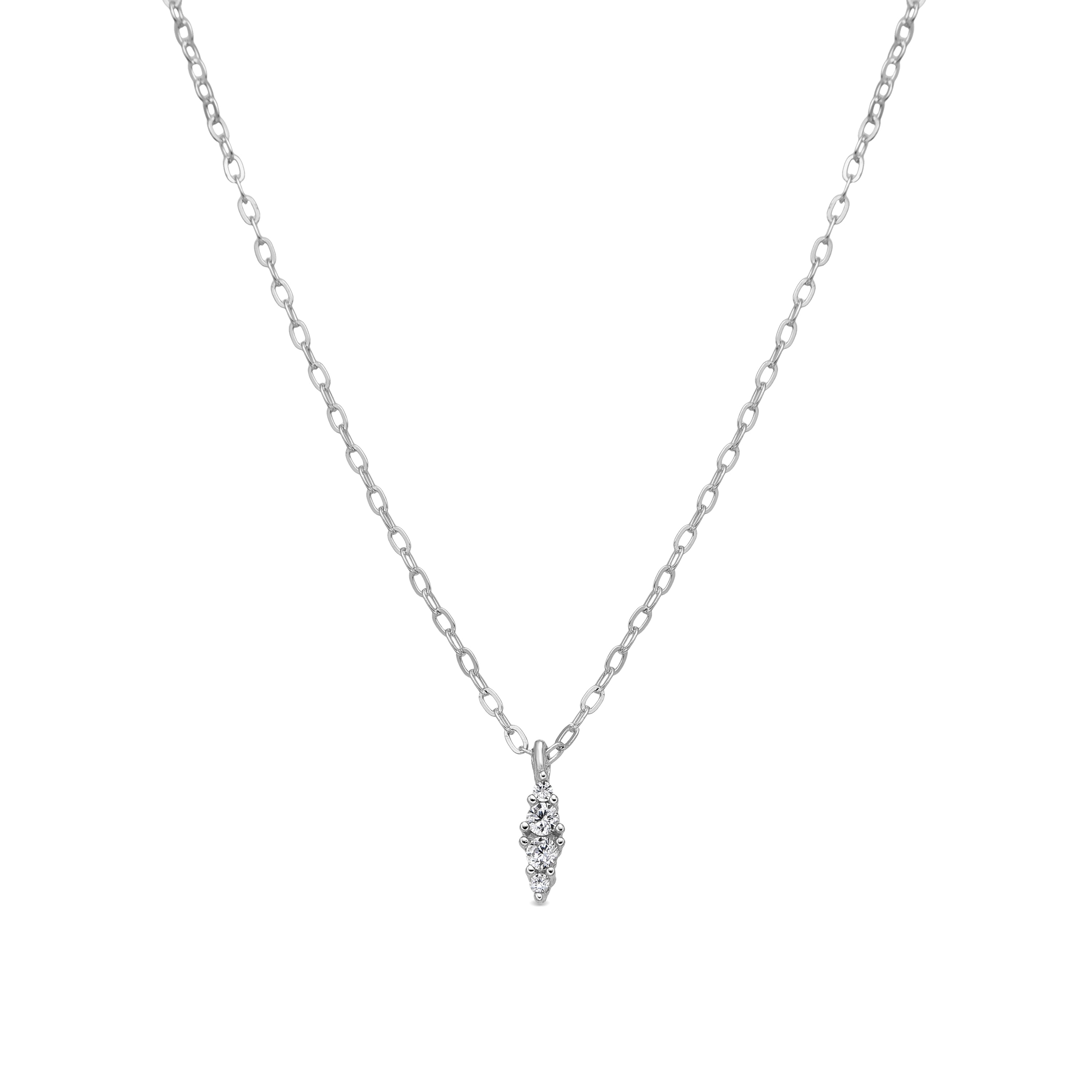 Collana in Argento Sterling 925 e Zirconia Brillante con finitura rodiata - Naswa