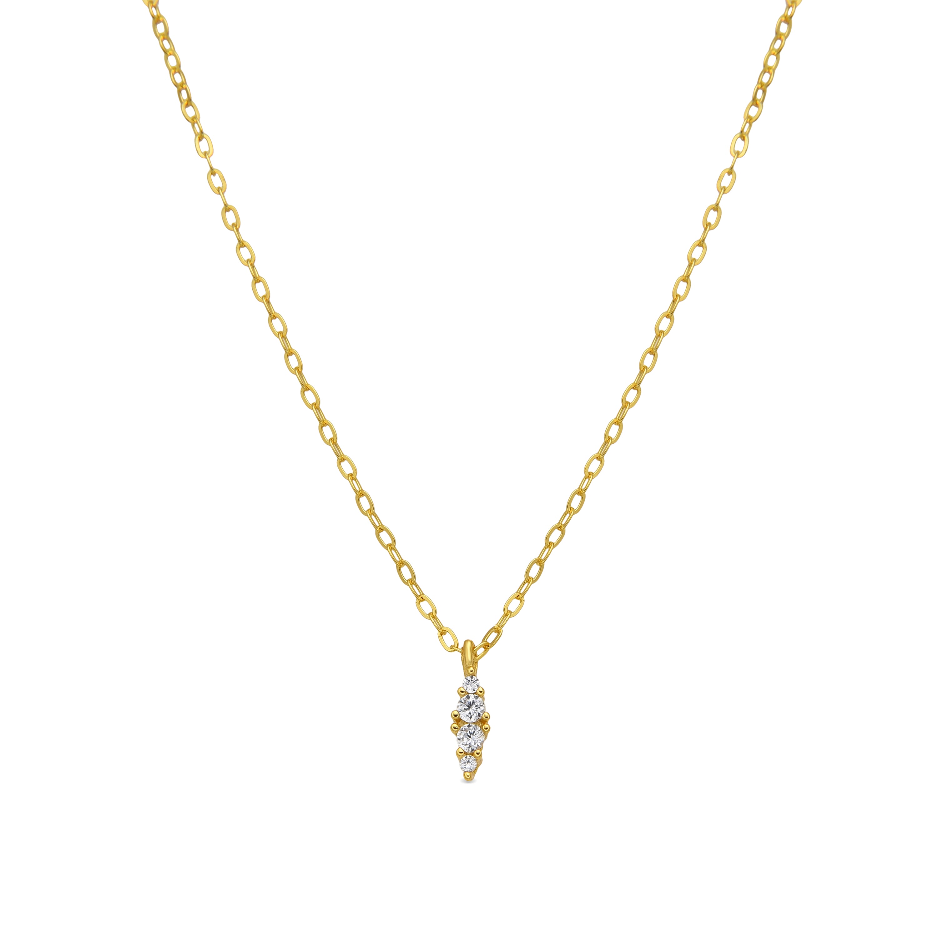 Collana in Argento Sterling 925 e Zirconia Brillante con finitura in oro giallo 18k - Naswa
