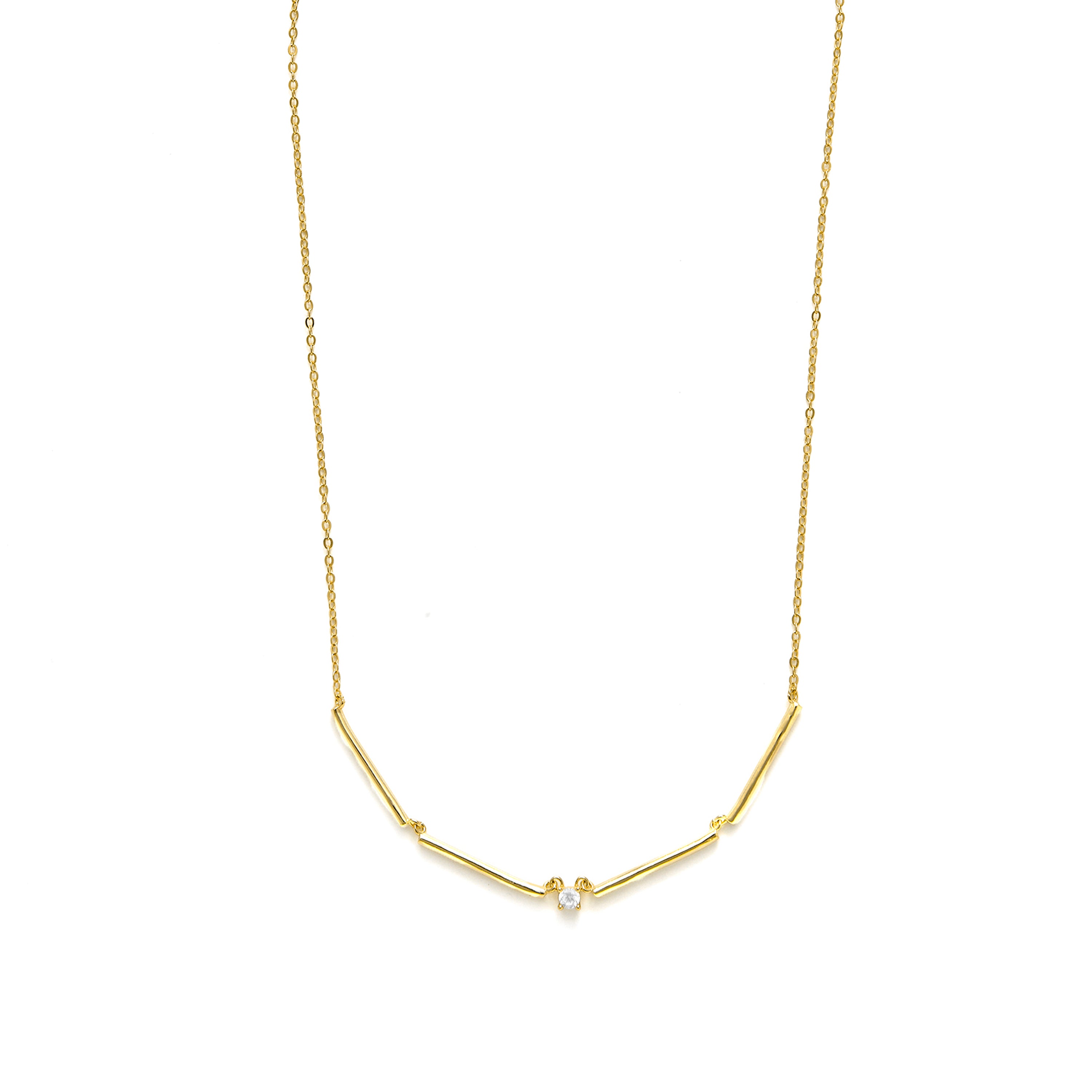 Collar de Plata de Ley 925 y Circonita Brillante acabado en oro amarillo 18k - Genwa