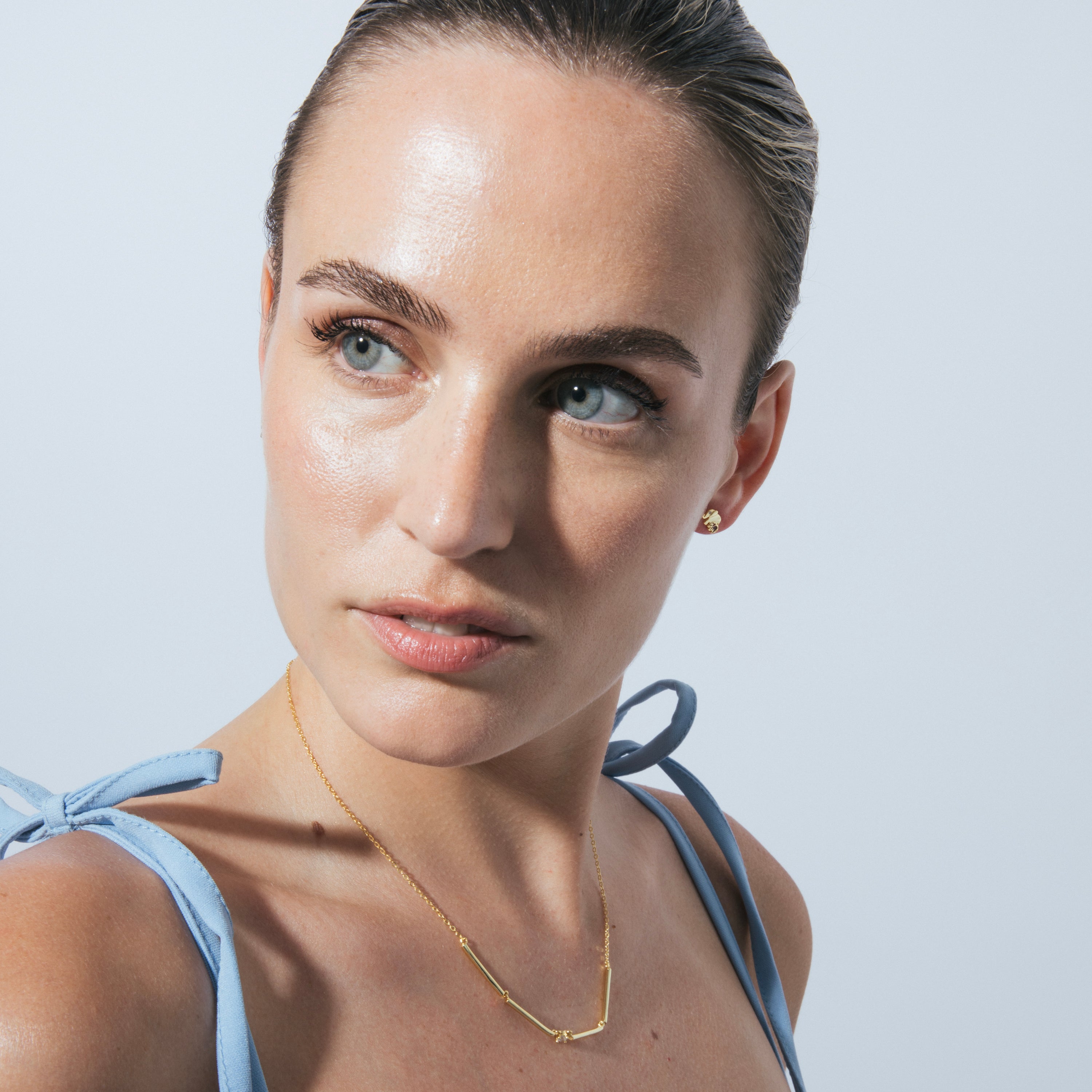 Collar de Plata de Ley 925 y Circonita Brillante acabado en oro amarillo 18k - Genwa