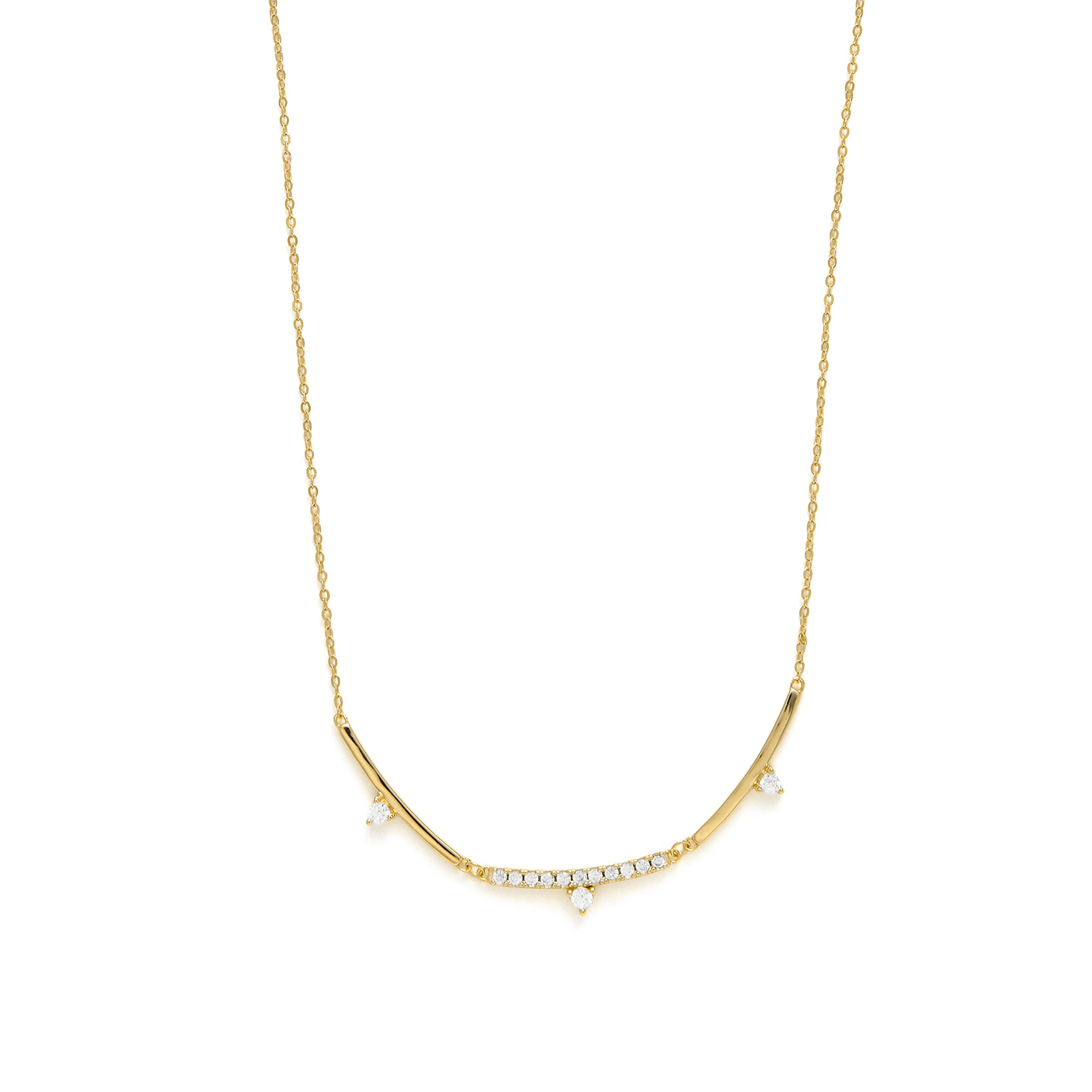 Collar de Plata de Ley 925 y Circonita Brillante acabado en oro amarillo 18k - Pakol