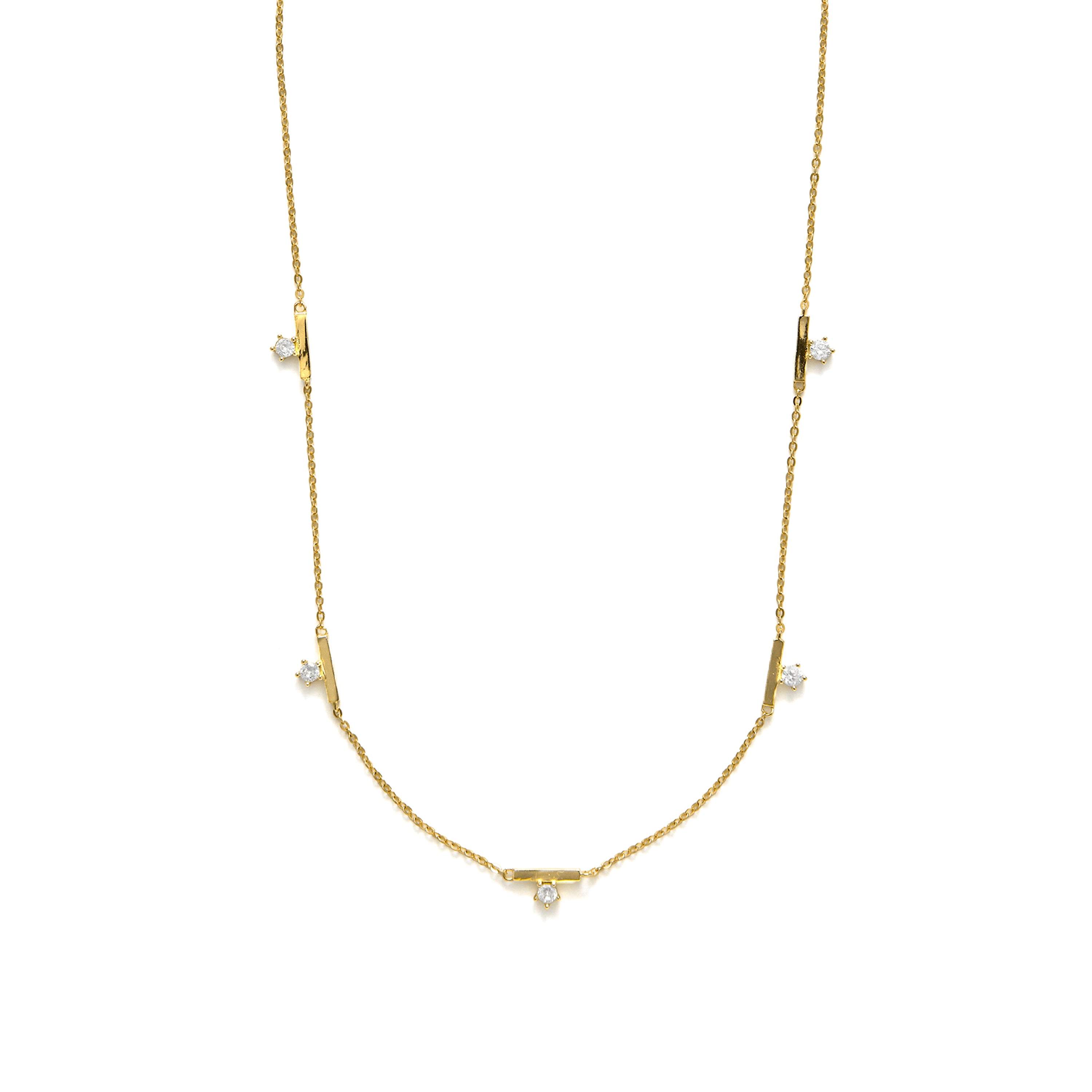 Collar de Plata de Ley 925 y Circonita Brillante acabado en oro amarillo 18k - Faya