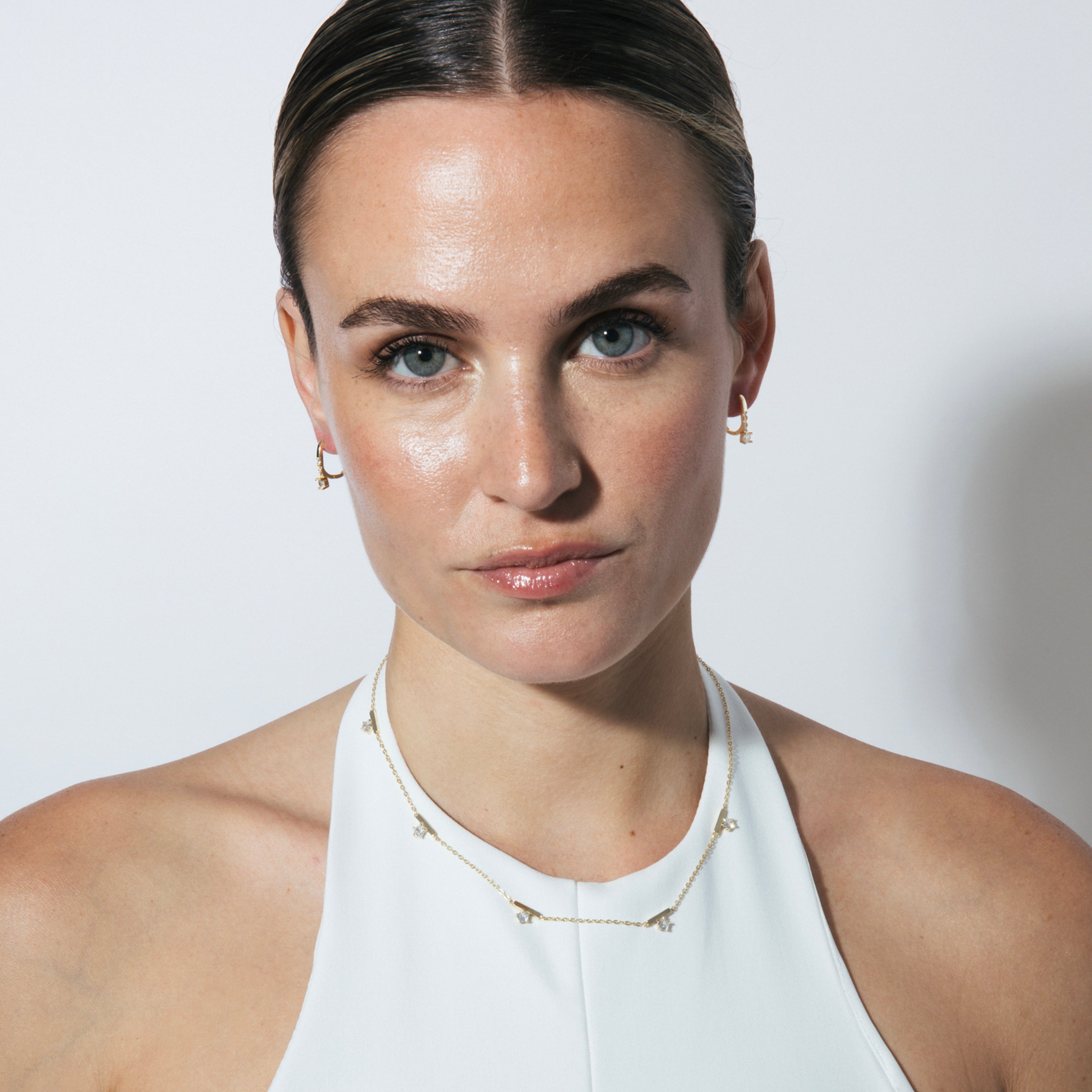 Collar de Plata de Ley 925 y Circonita Brillante acabado en oro amarillo 18k - Faya