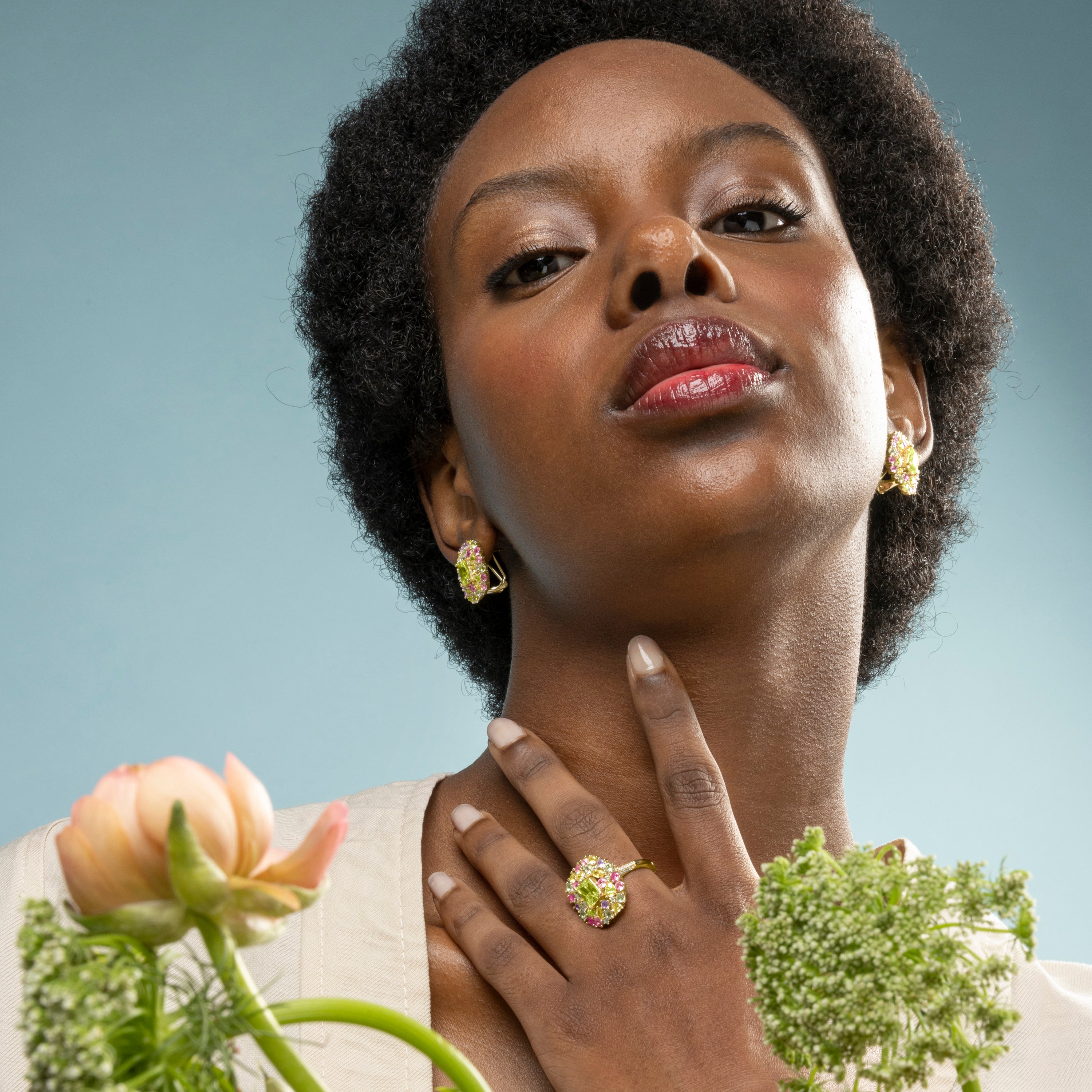 Anillo de Plata de Ley 925 y Circonita Multicolor acabado en oro amarillo de 18k - Surlok