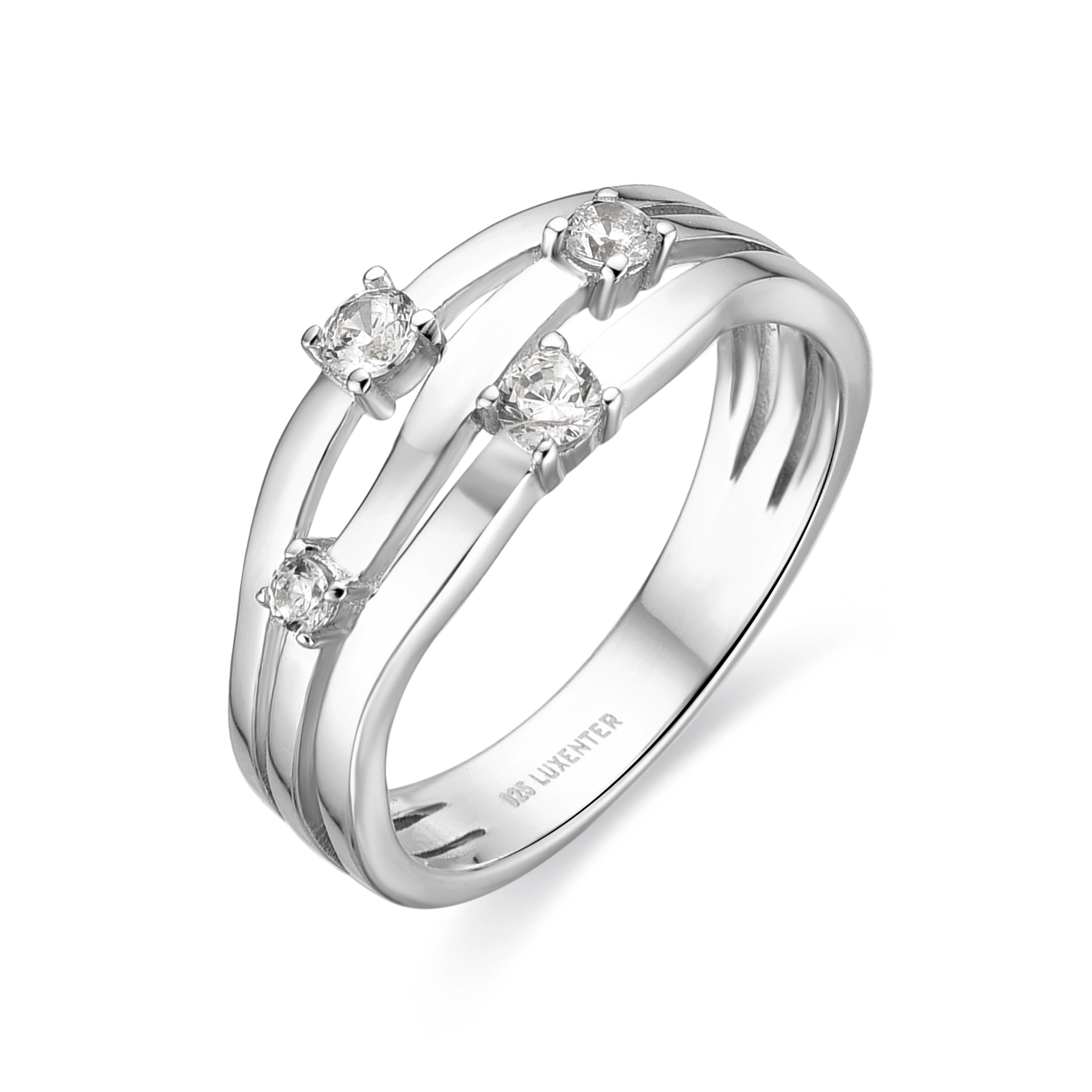 Anillo de Plata de Ley 925 y Circonita Brillante acabado en rodio - Duvid