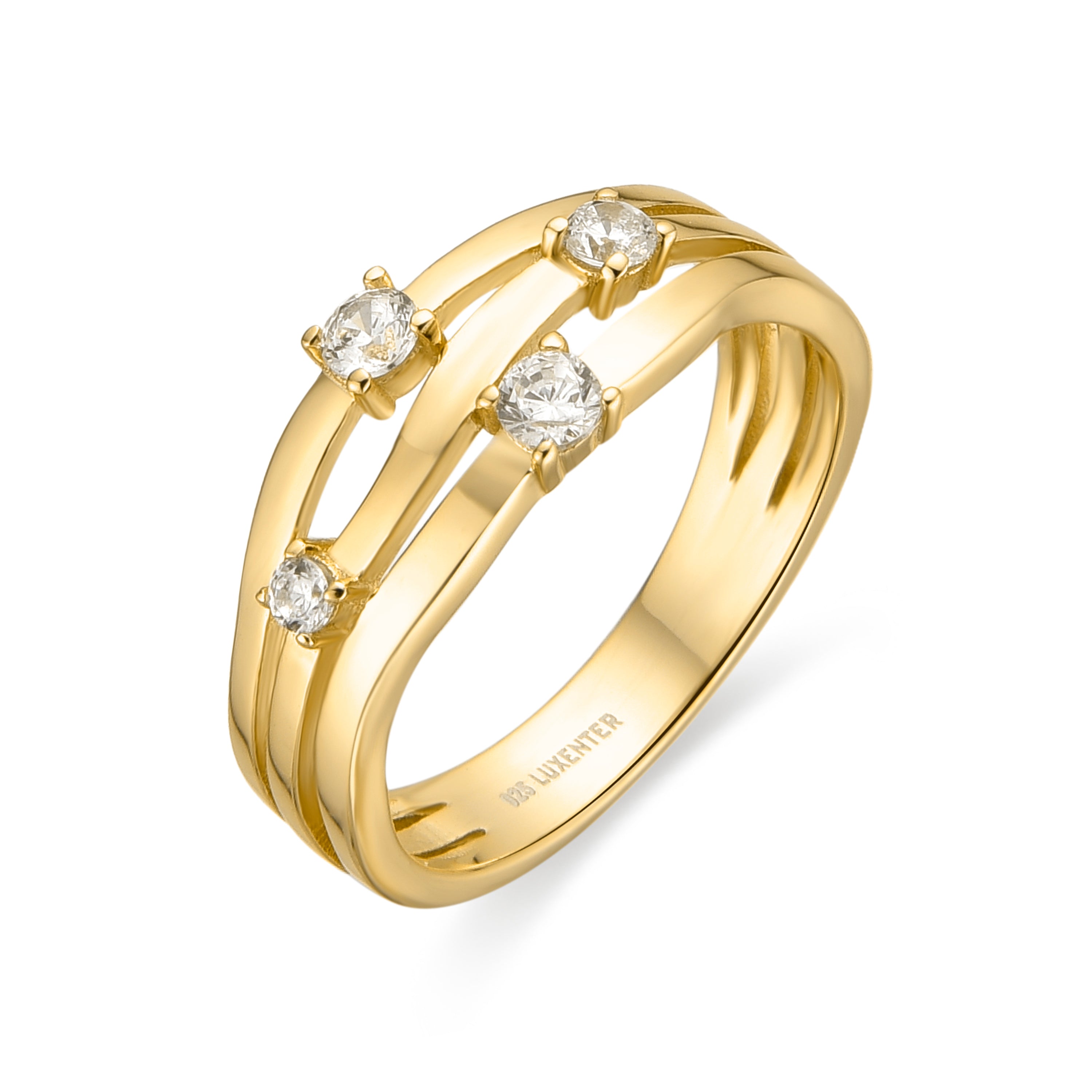 Anillo de Plata de Ley 925 y Circonita Brillante acabado oro 18k - Duvid