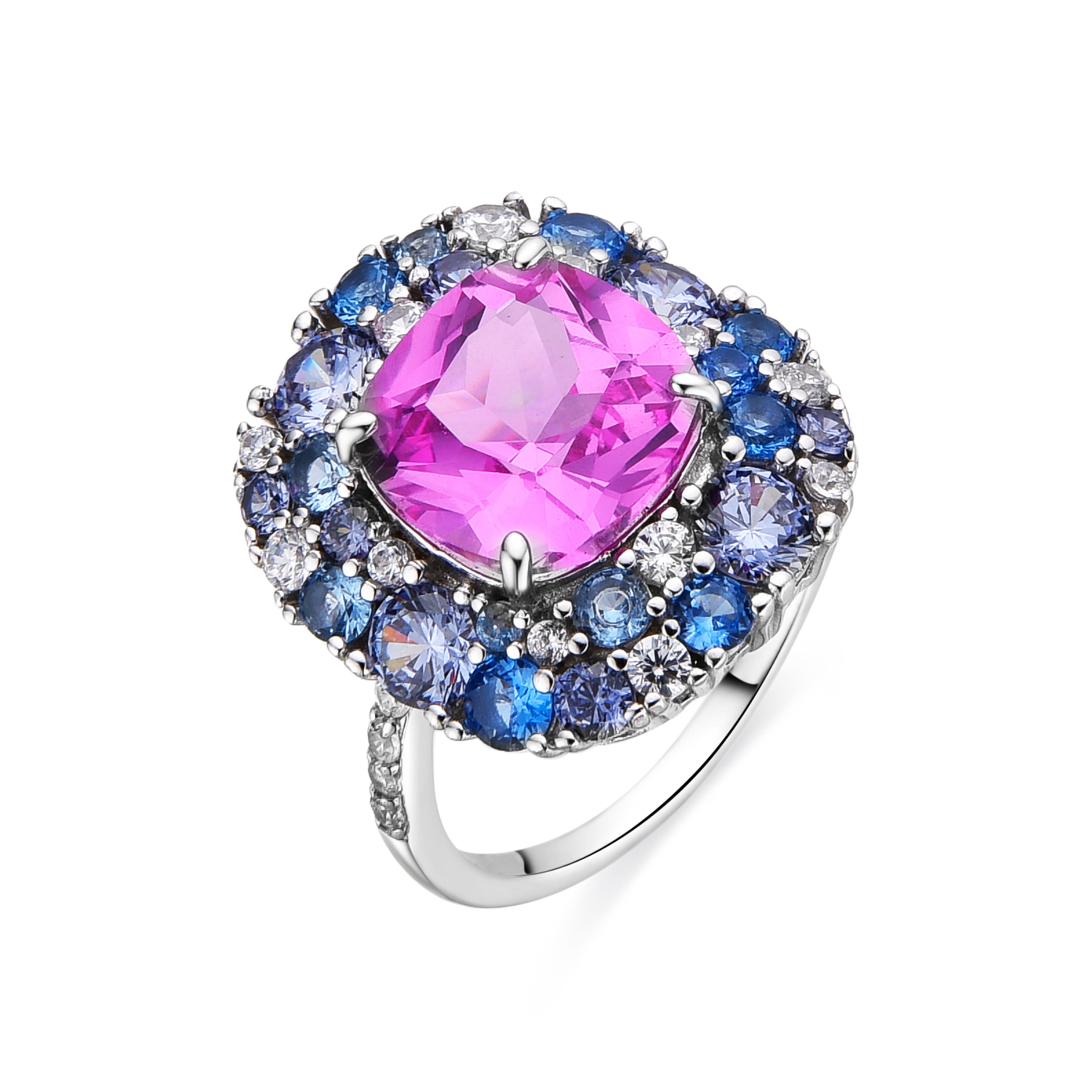 Anillo de Plata de Ley 925 y Circonita Multicolor acabado en rodio - Uxre