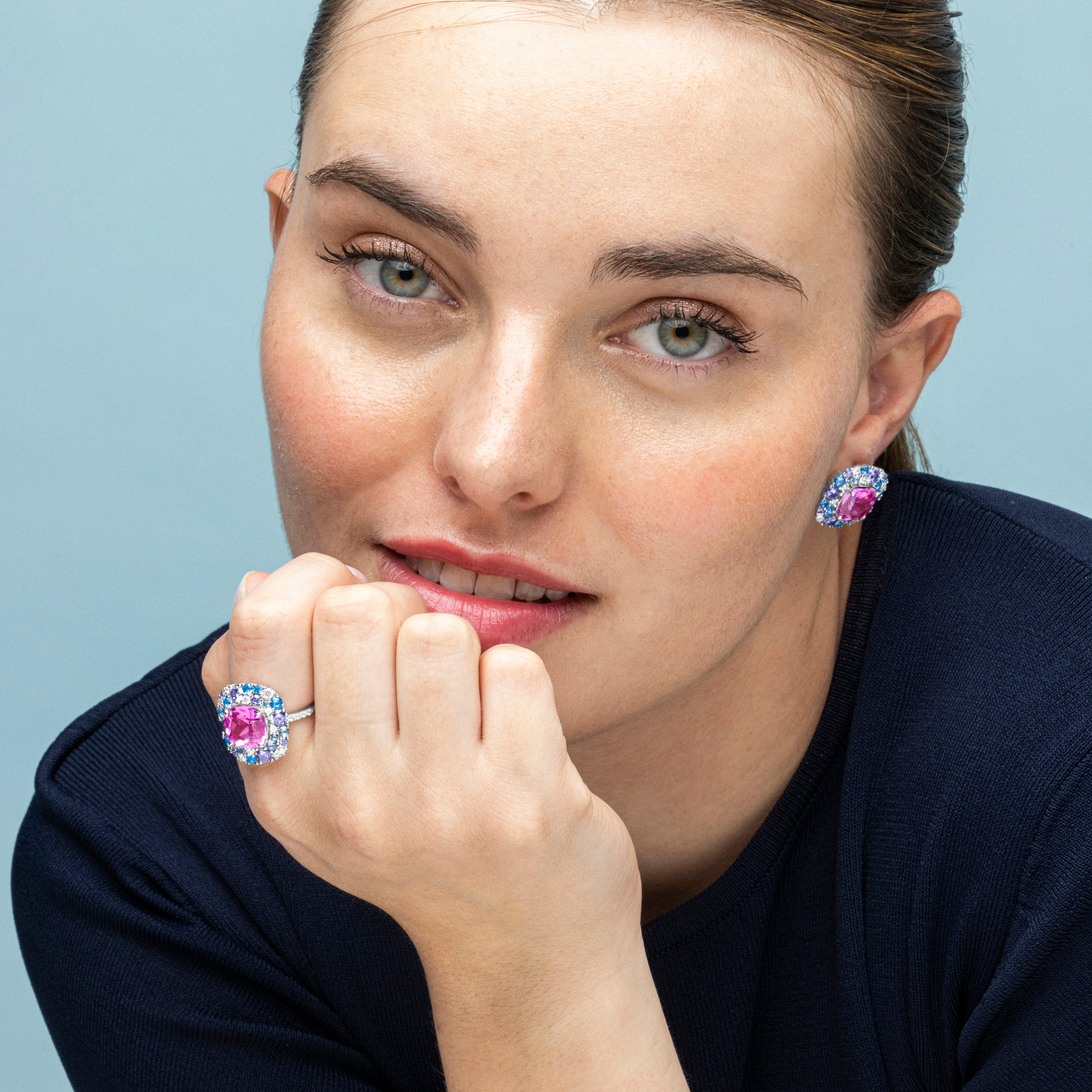 Anillo de Plata de Ley 925 y Circonita Multicolor acabado en rodio - Uxre