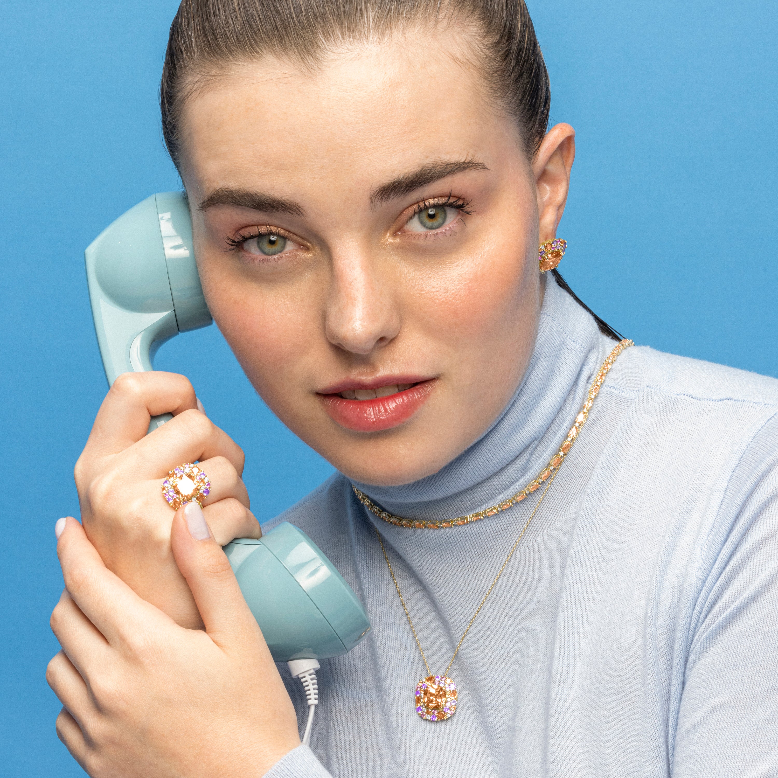 Anillo de Plata de Ley 925 y Circonita Multicolor acabado oro 18k - Uxre