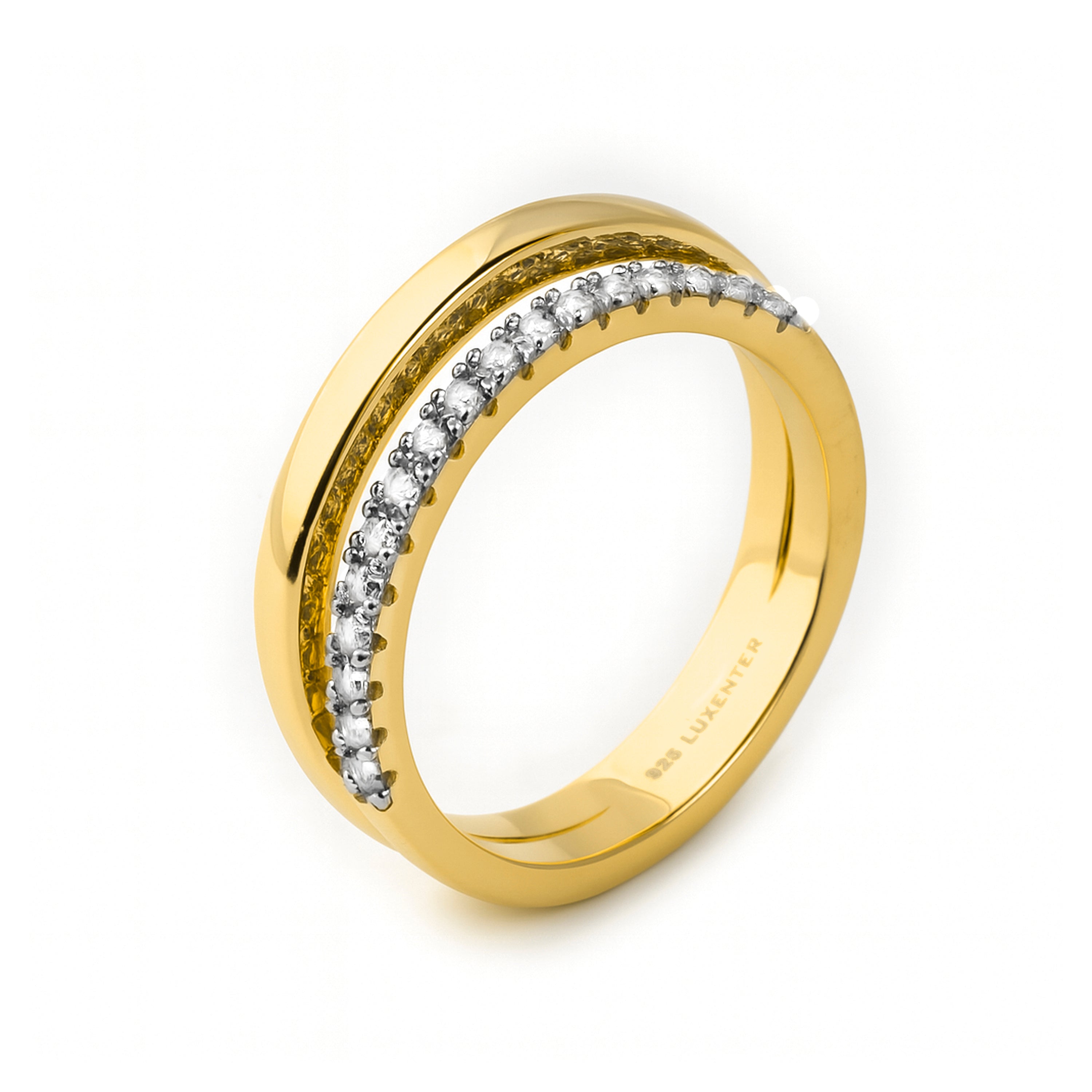 Anillo de Plata de Ley 925 y Circonita Brillante acabado en oro amarillo 18k - Thisda