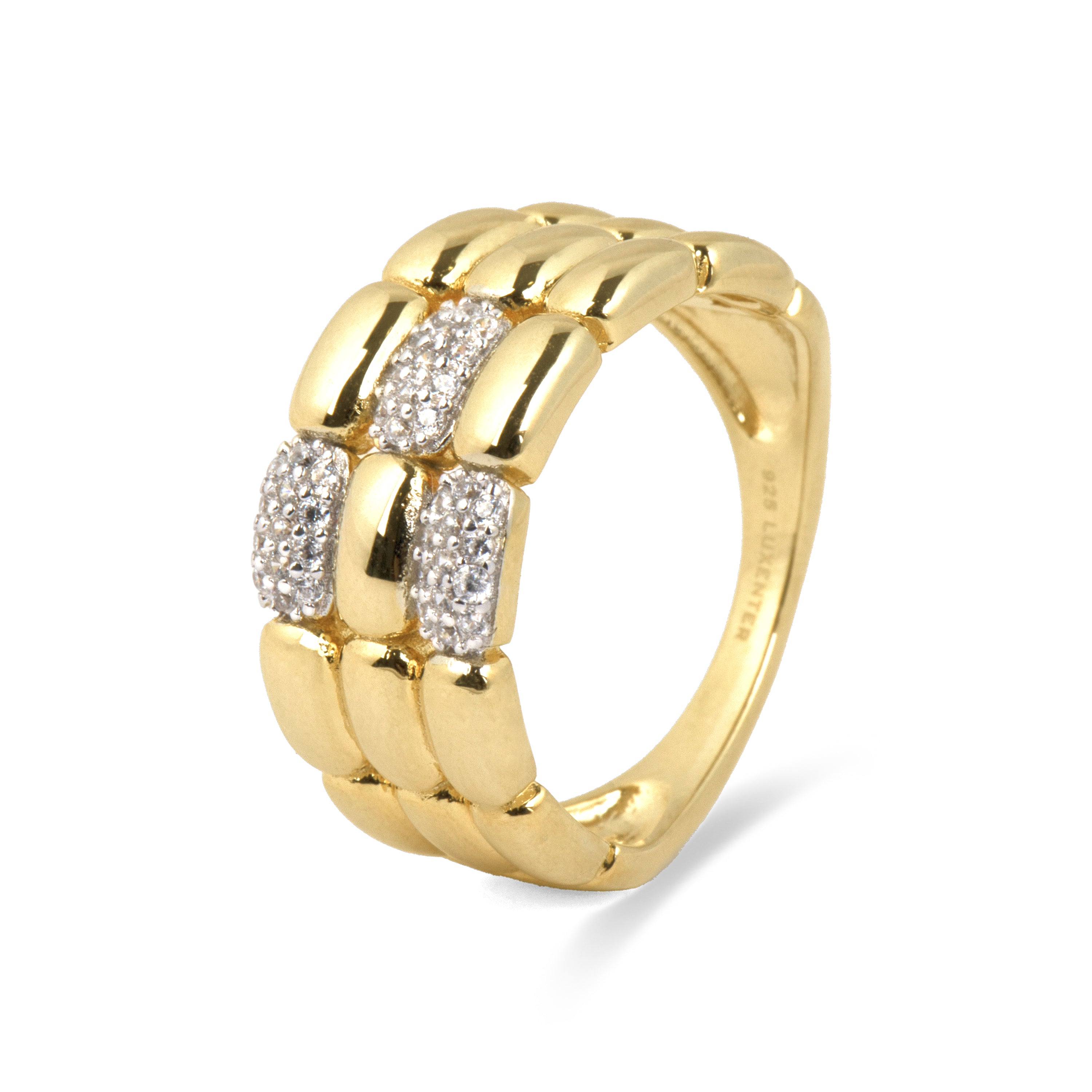 Anillo de Plata de Ley 925 y Circonita Brillante acabado en oro amarillo 18k - Moran