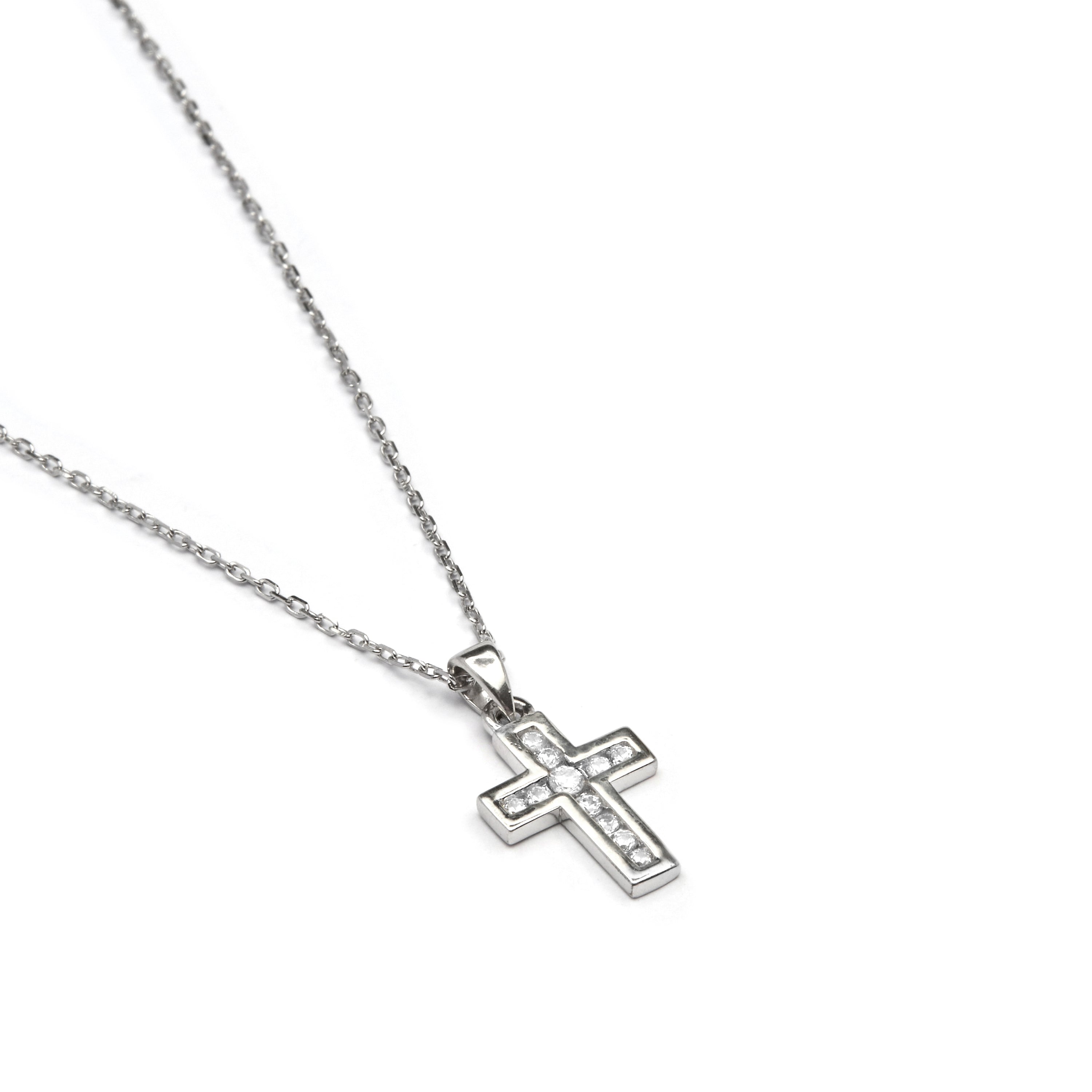 Collar de Plata de Ley 925 con Circonita Brillante acabado en rodio - Bautismo