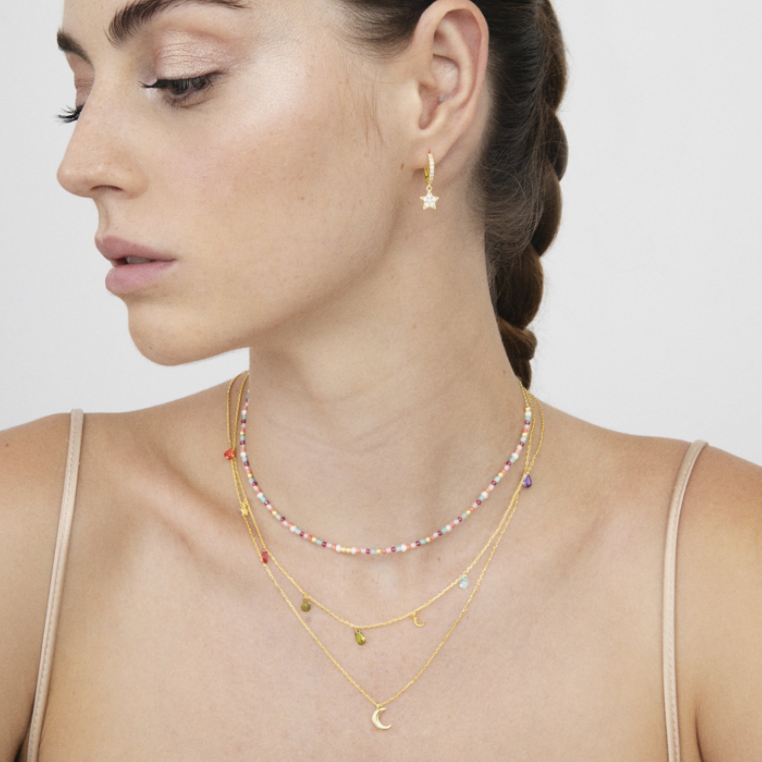 Collar de Plata de Ley 925 acabado en oro amarillo de 18K - Crescent