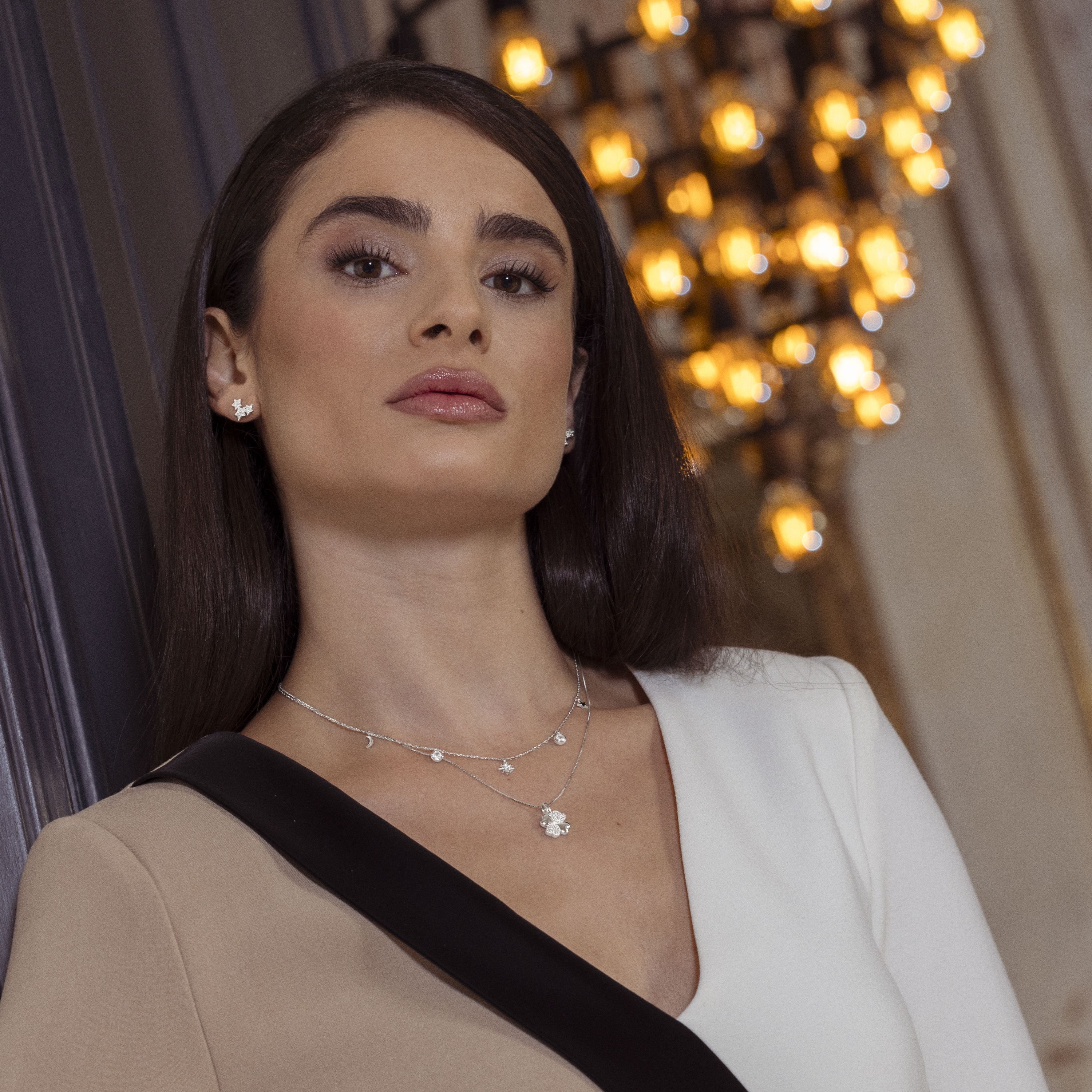 Collar de Plata de Ley 925 con Circonita Brillante acabado en rodio - Hatua