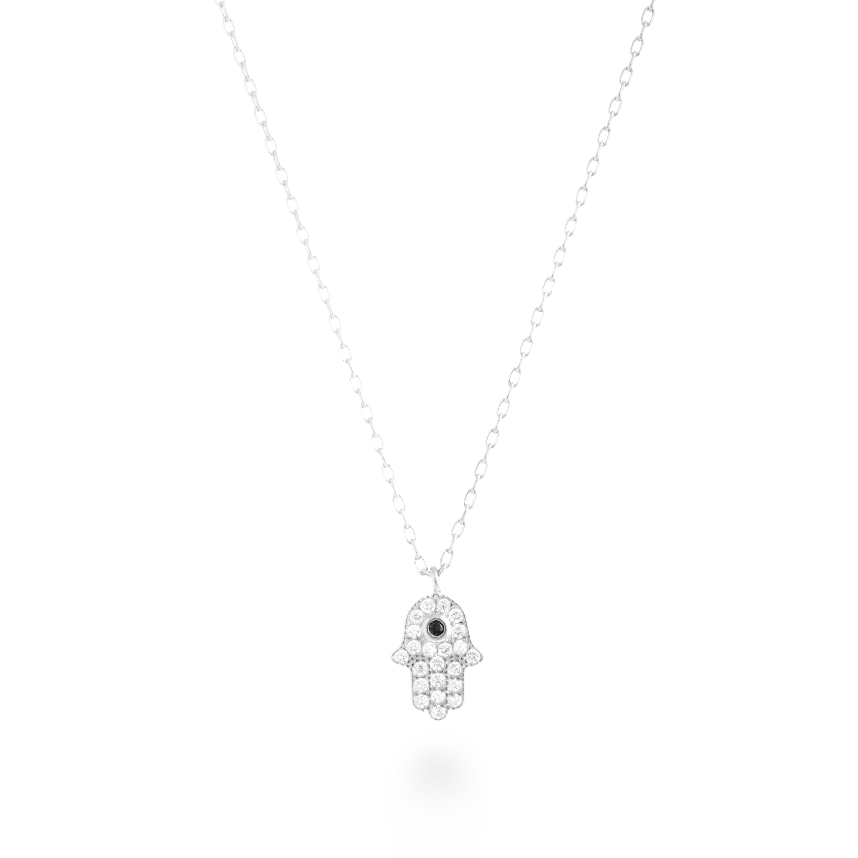 Collar de Plata de Ley 925 con Circonita Brillante acabado en rodio - Fatima