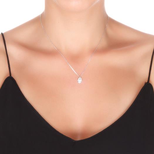 Collar de Plata de Ley 925 con Circonita Brillante acabado en rodio - Fatima