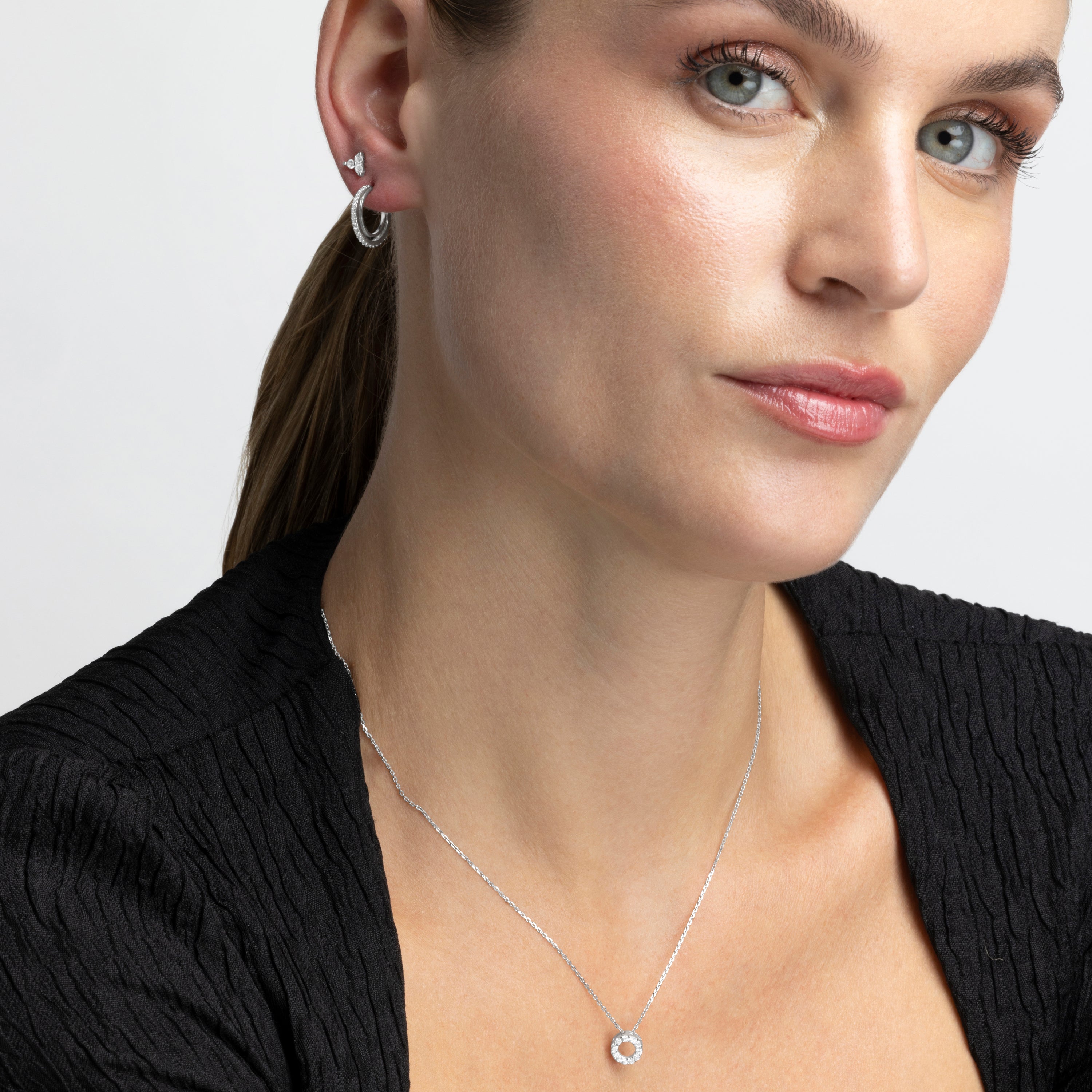 Collar de Plata de Ley 925 con Circonita Brillante acabado en rodio - Dayiron