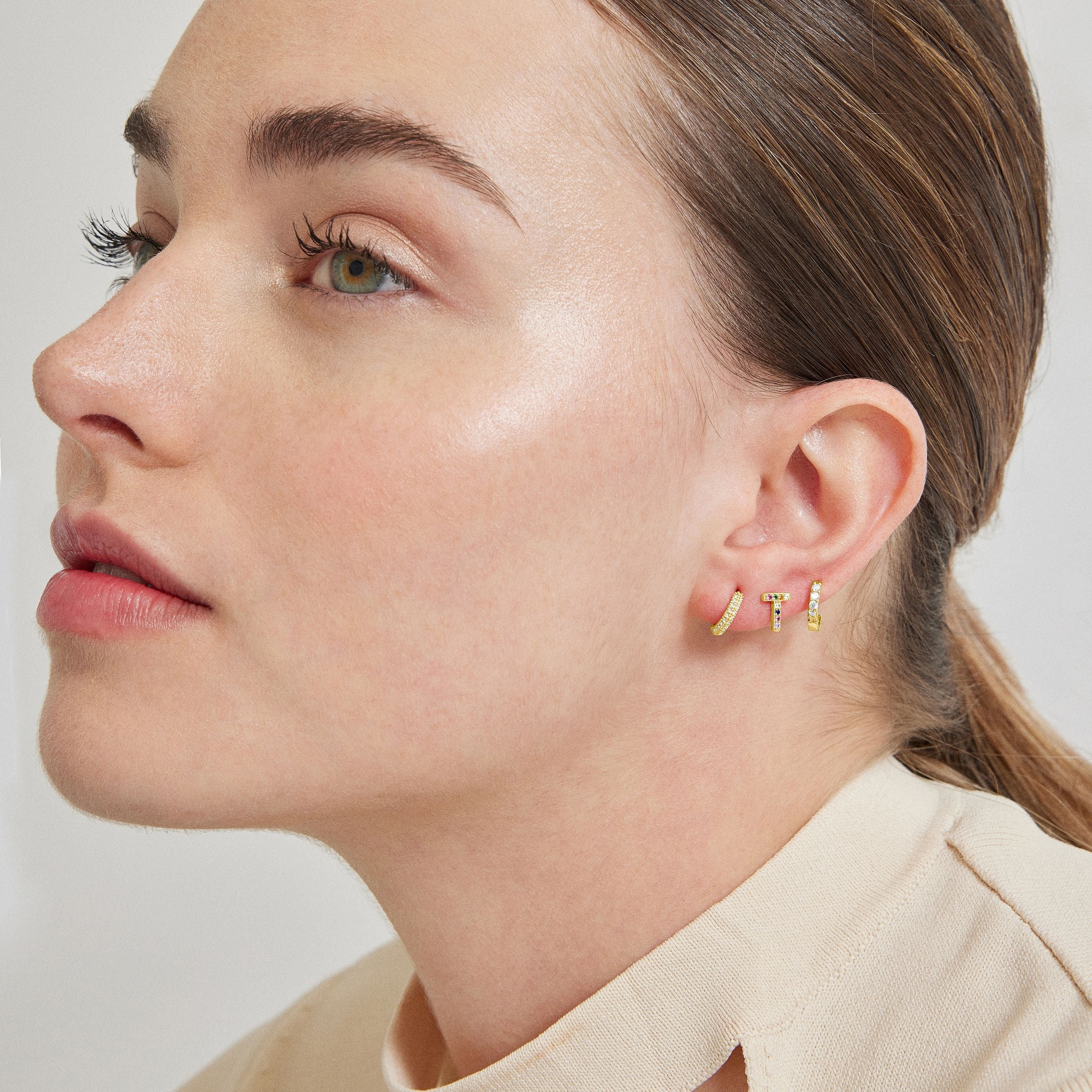 Piercing de Plata de Ley 925 con Circonita Brillante acabado en oro amarillo de 18K - Rahlau