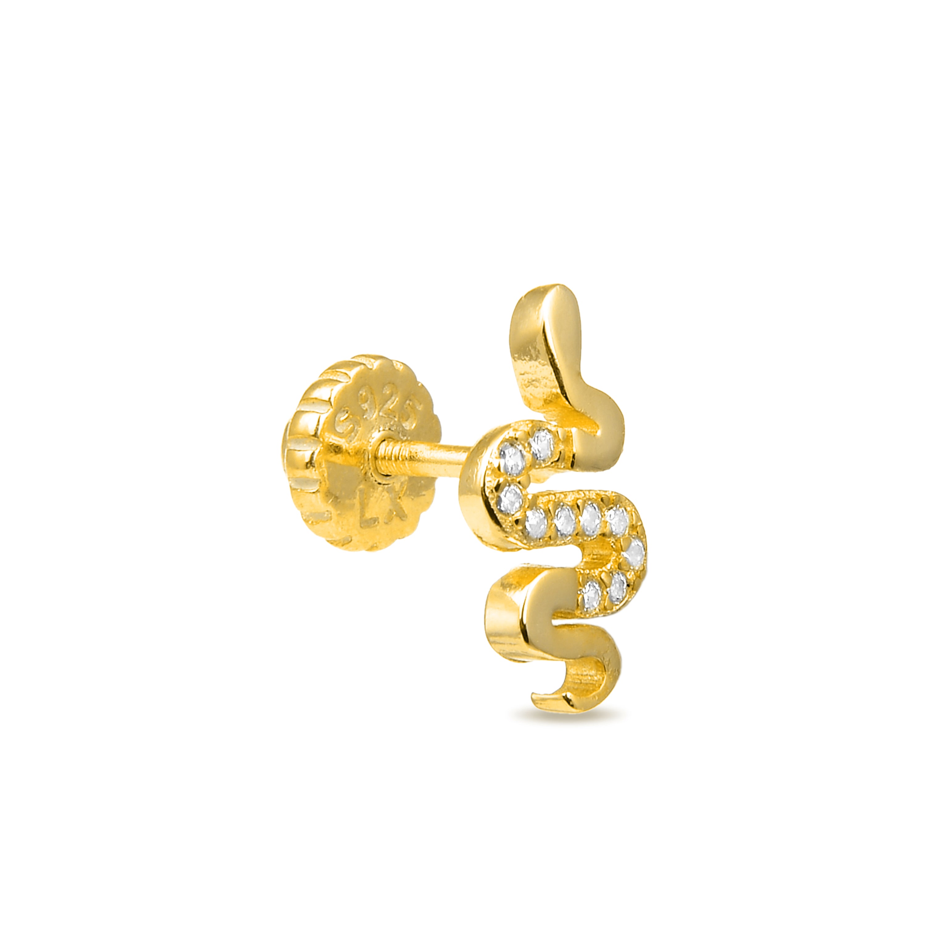 Piercing de Plata de Ley 925 con Circonita Brillante acabado en oro amarillo de 18K - Turhad