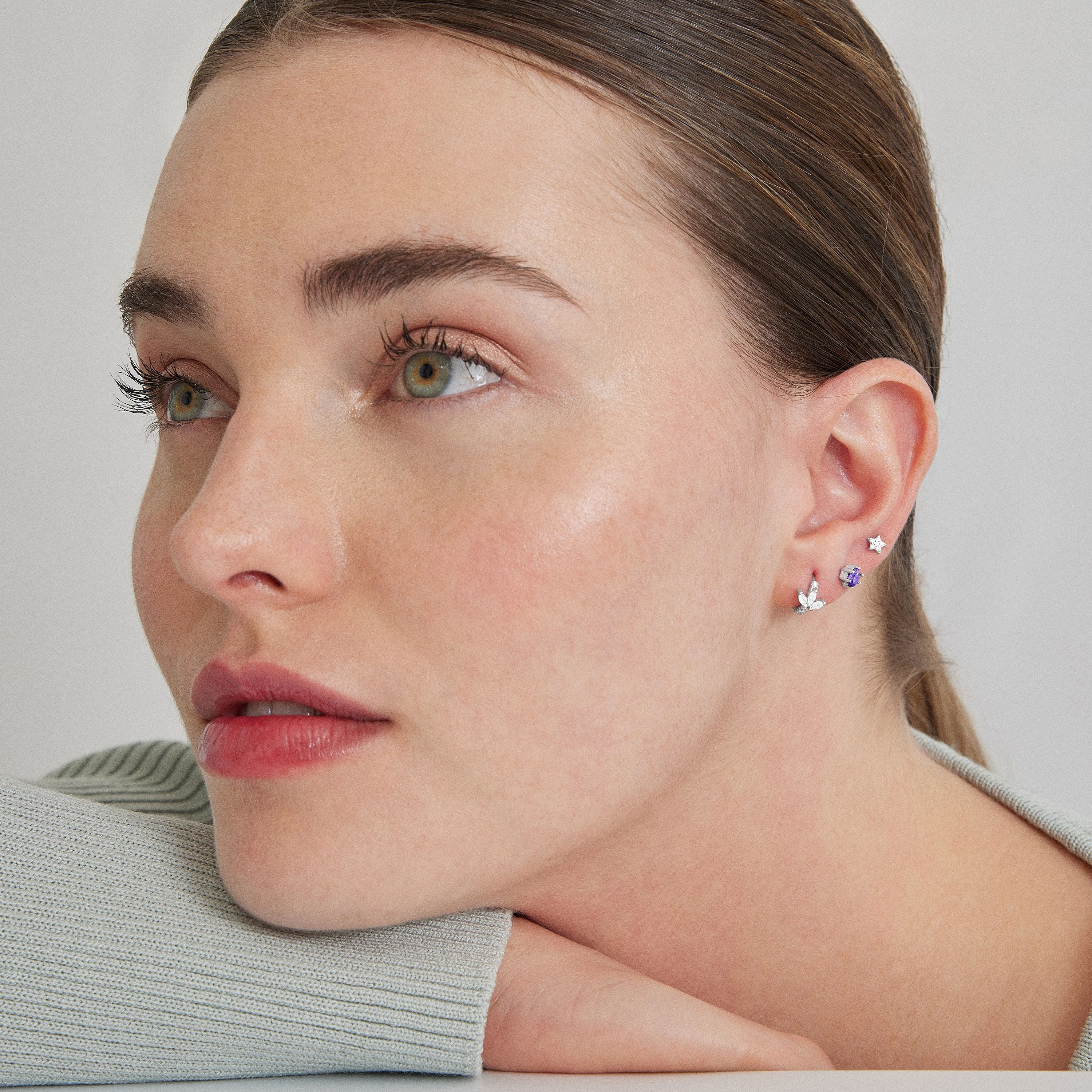 Piercing de Plata de Ley 925 con Circonita Brillante acabado en rodio - Tyulu