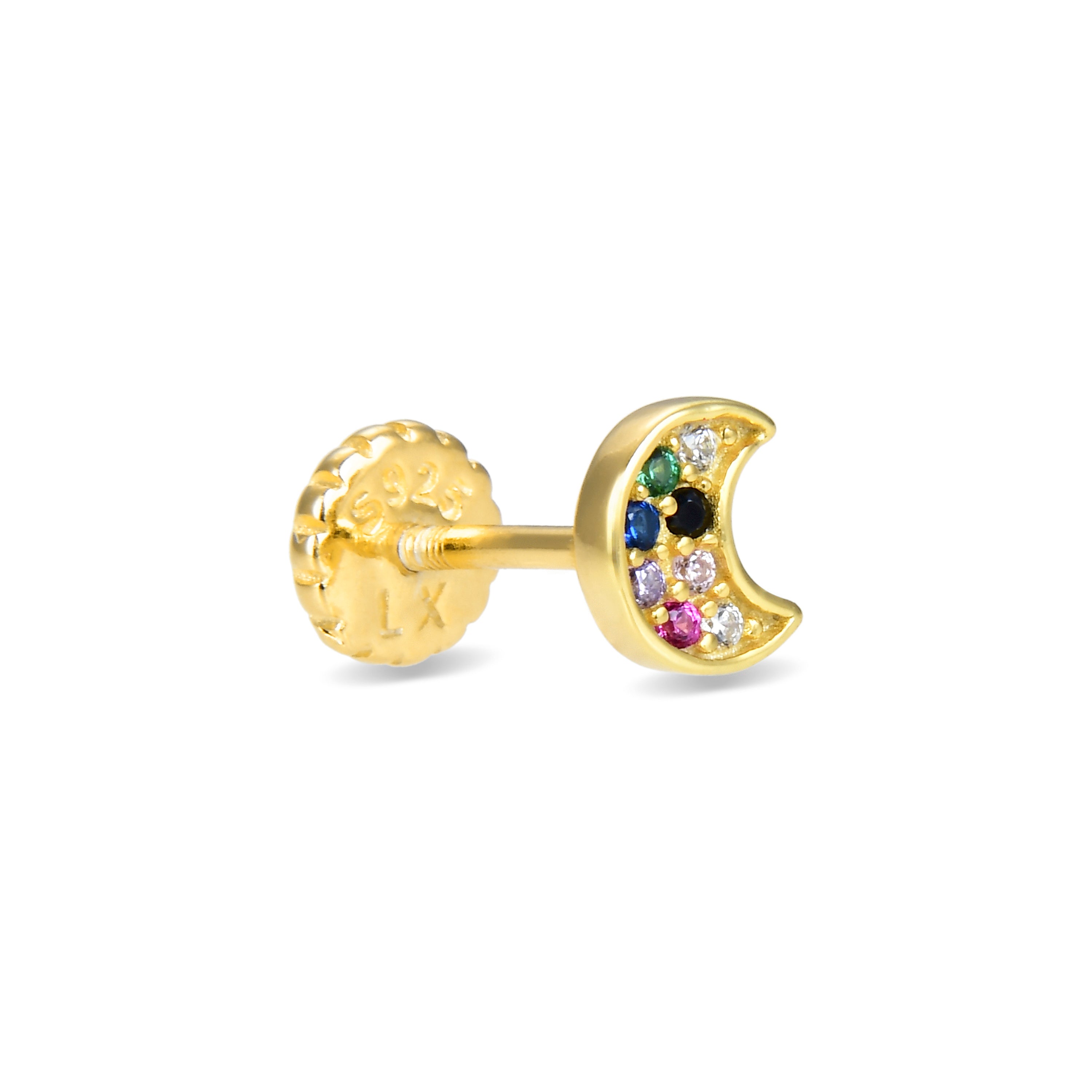 Piercing de Plata de Ley 925 con Circonita Multicolor acabado en oro amarillo de 18K - Nali