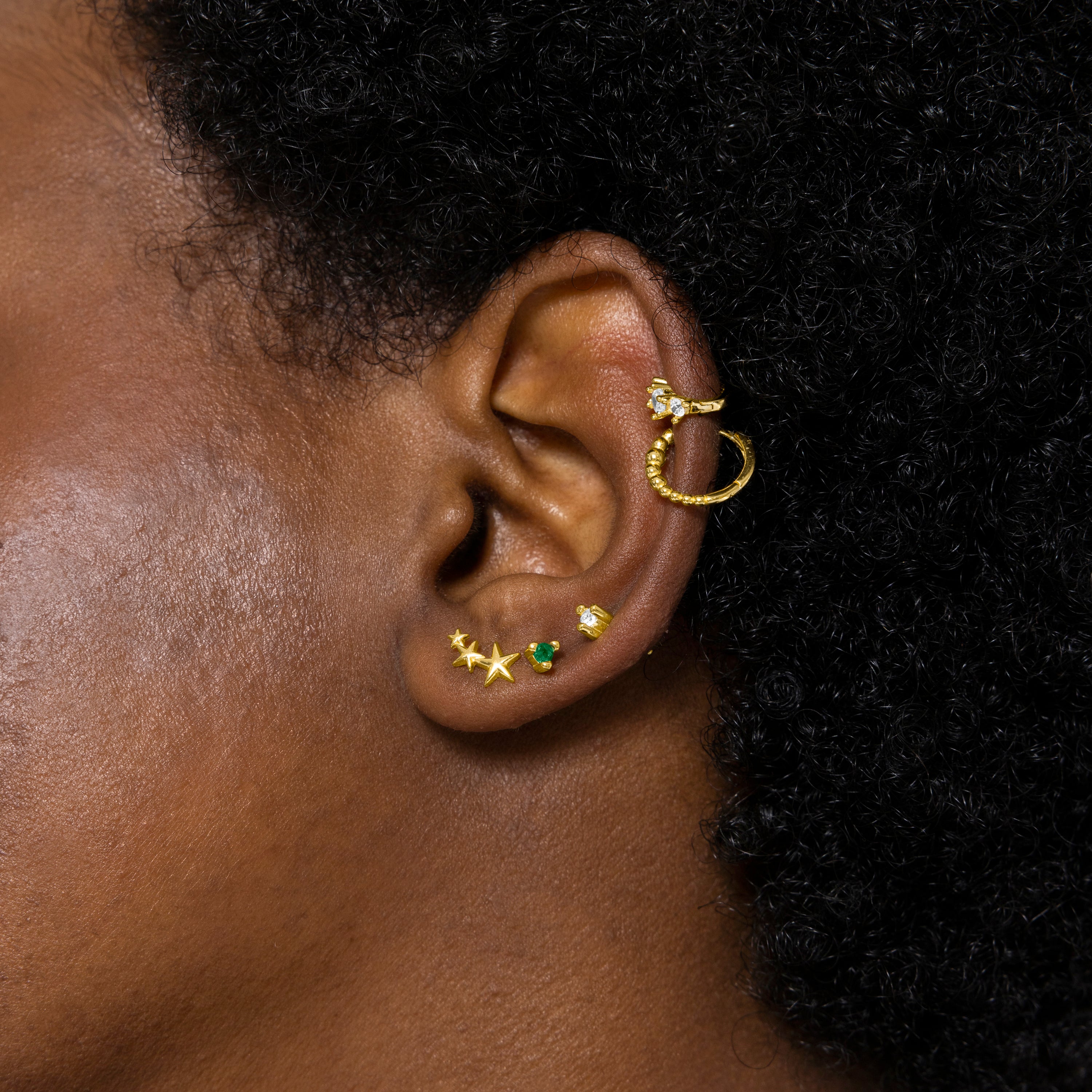 Piercing de Plata de Ley 925 y Circonita Brillante acabado en oro amarillo de 18k - Awef