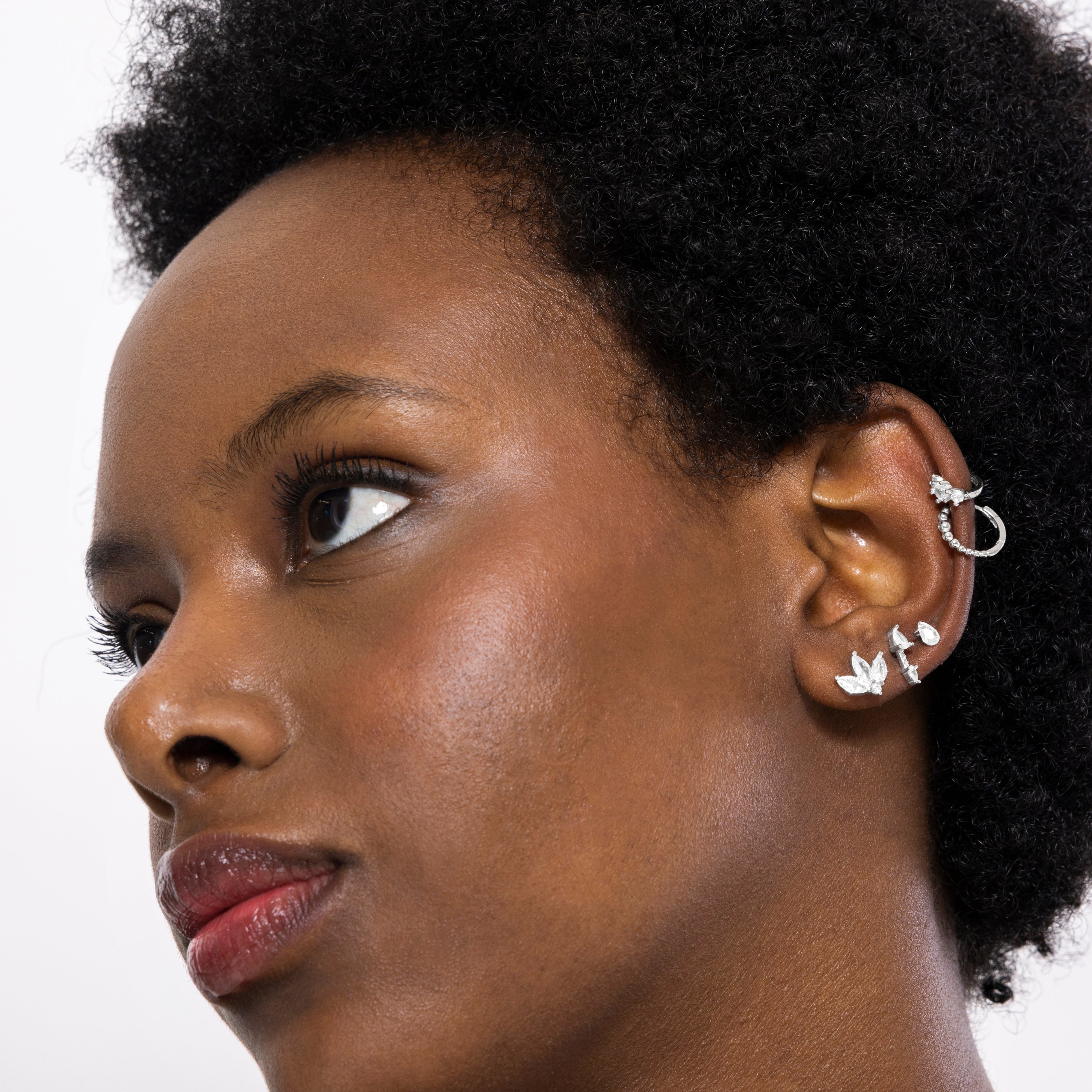 Piercing de Plata de Ley 925 y Circonita Brillante acabado en rodio - Nasao