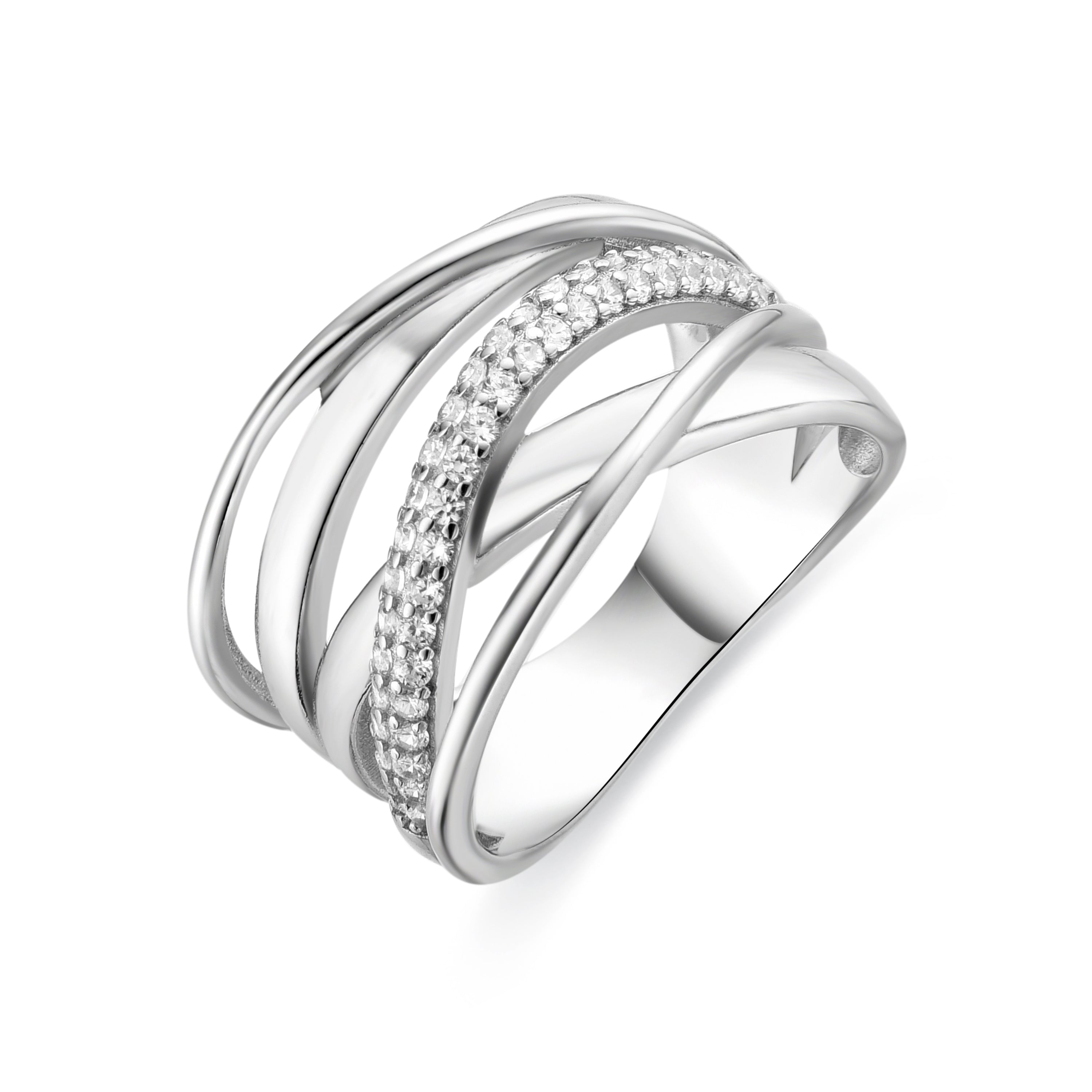 Anillo de Plata de Ley 925 con Circonita Brillante acabado en rodio - Abca