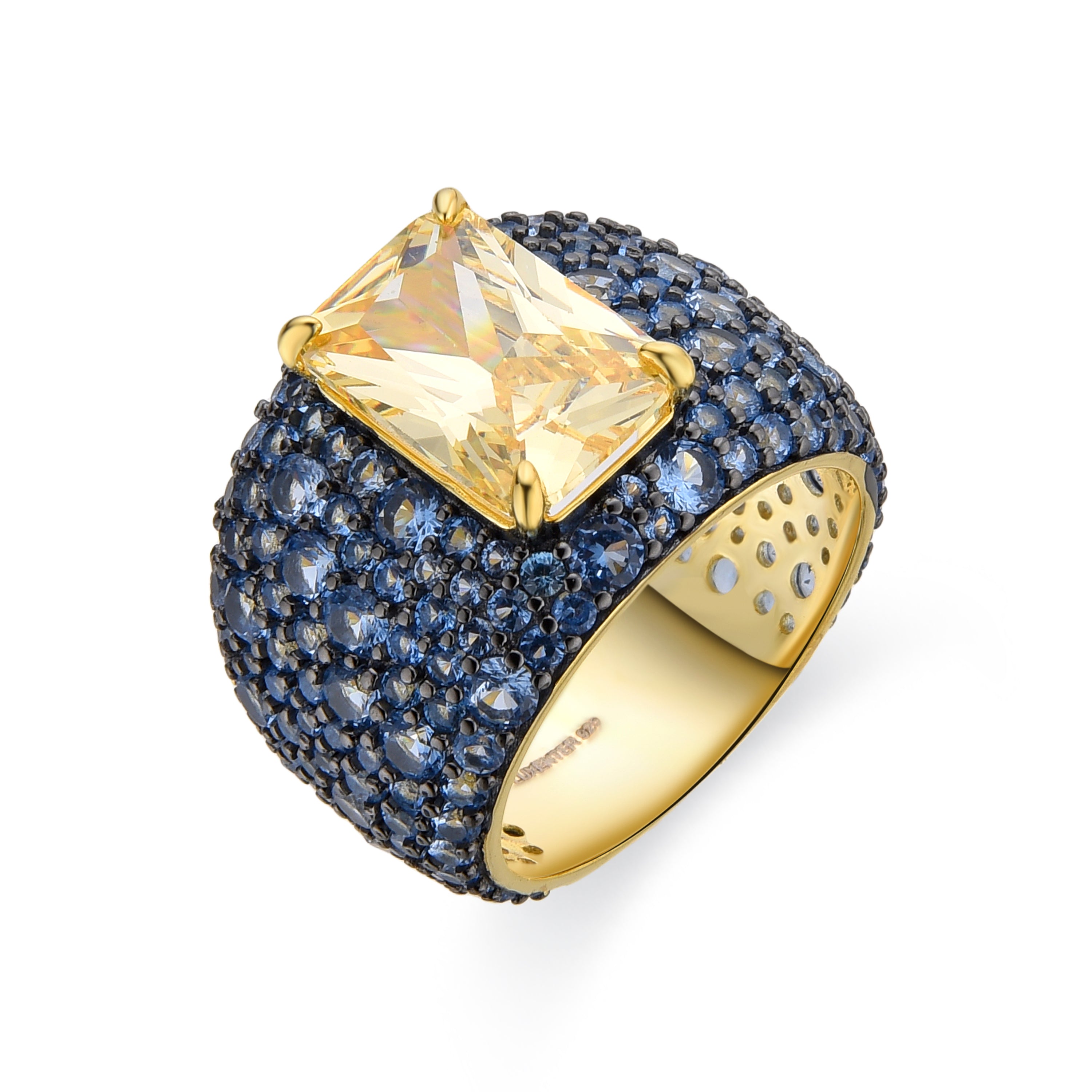 Anillo de Plata de Ley 925 y Circonita Multicolor acabado en oro amarillo de 18k - Korwise