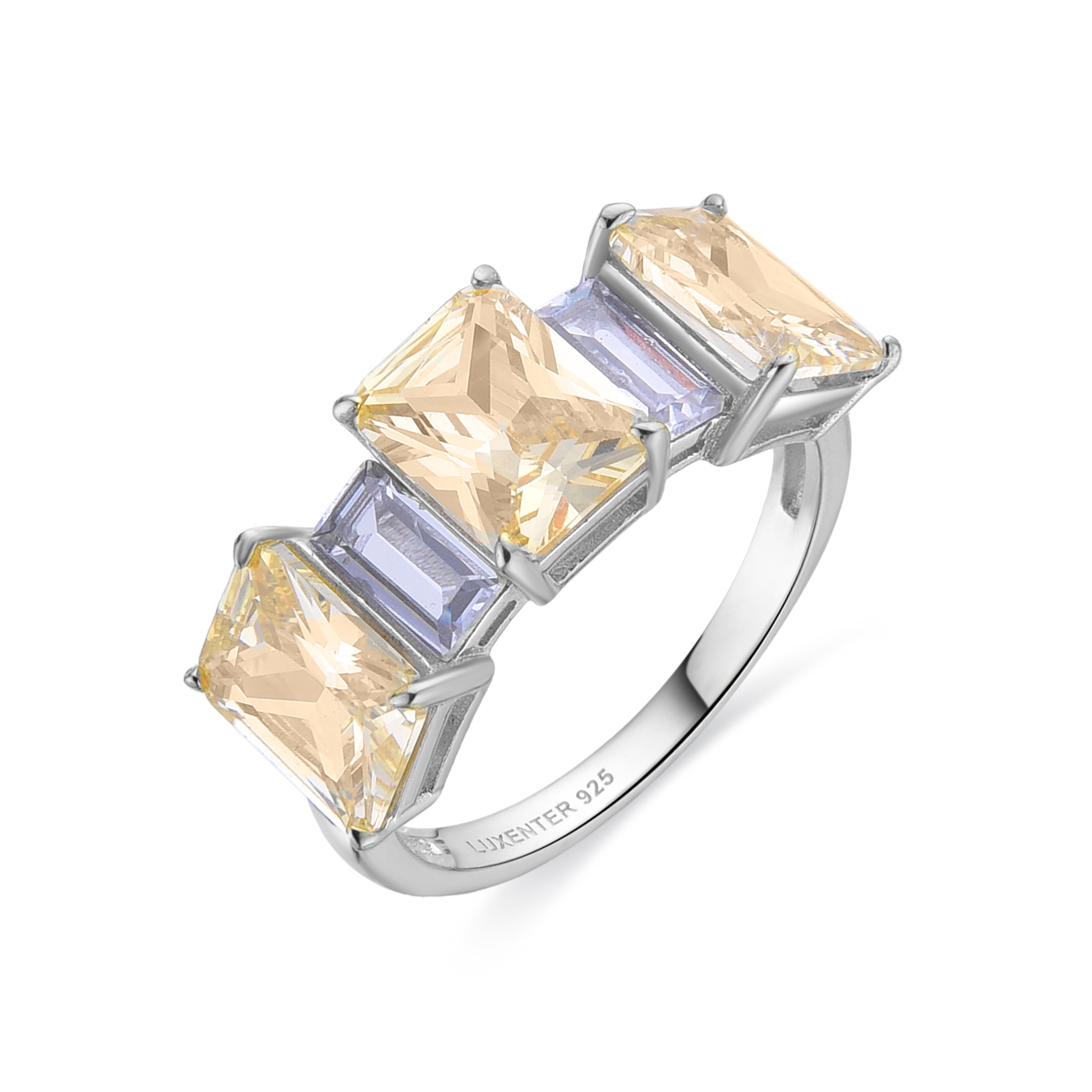 Anillo de Plata de Ley 925 y Padparadscha acabado en rodio - Diroa