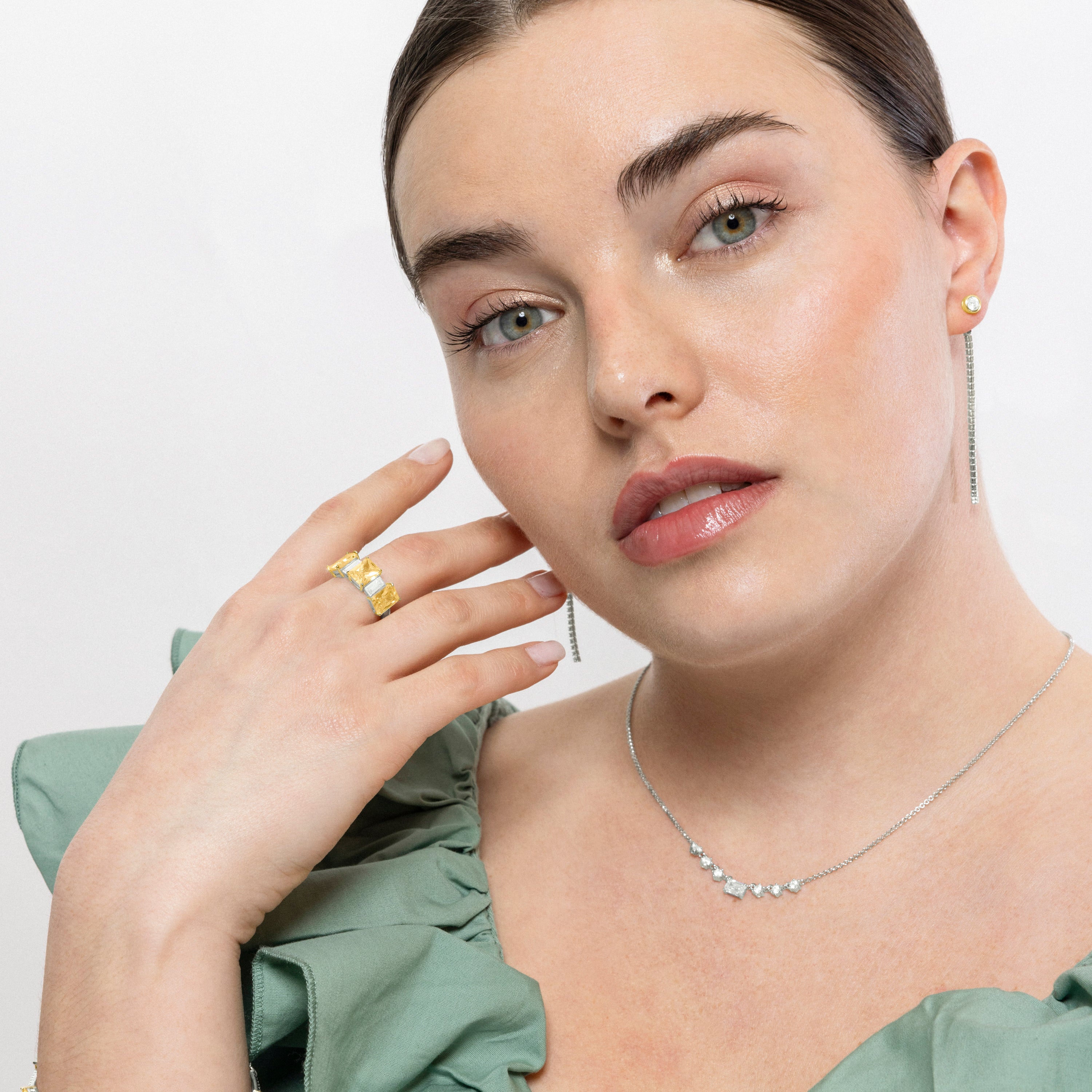 Anillo de Plata de Ley 925 y Padparadscha acabado en rodio - Diroa