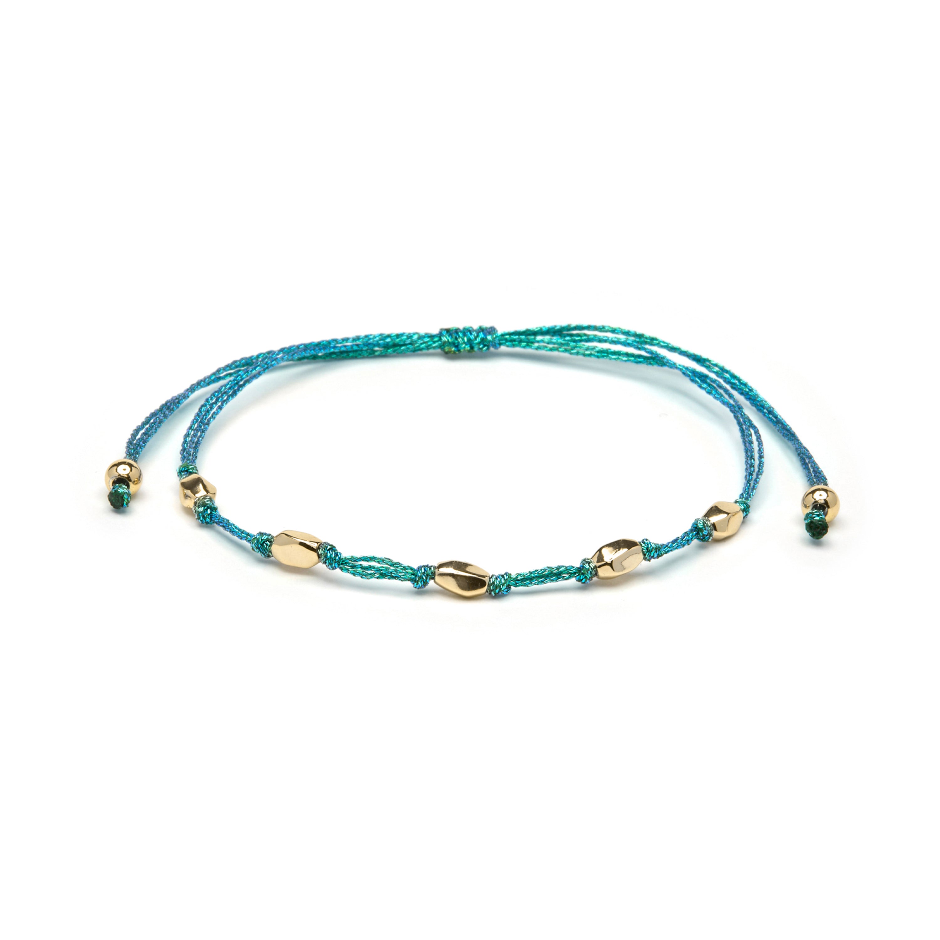 Pulsera de Algodon Verde acabado en oro amarillo 18k - Buawe