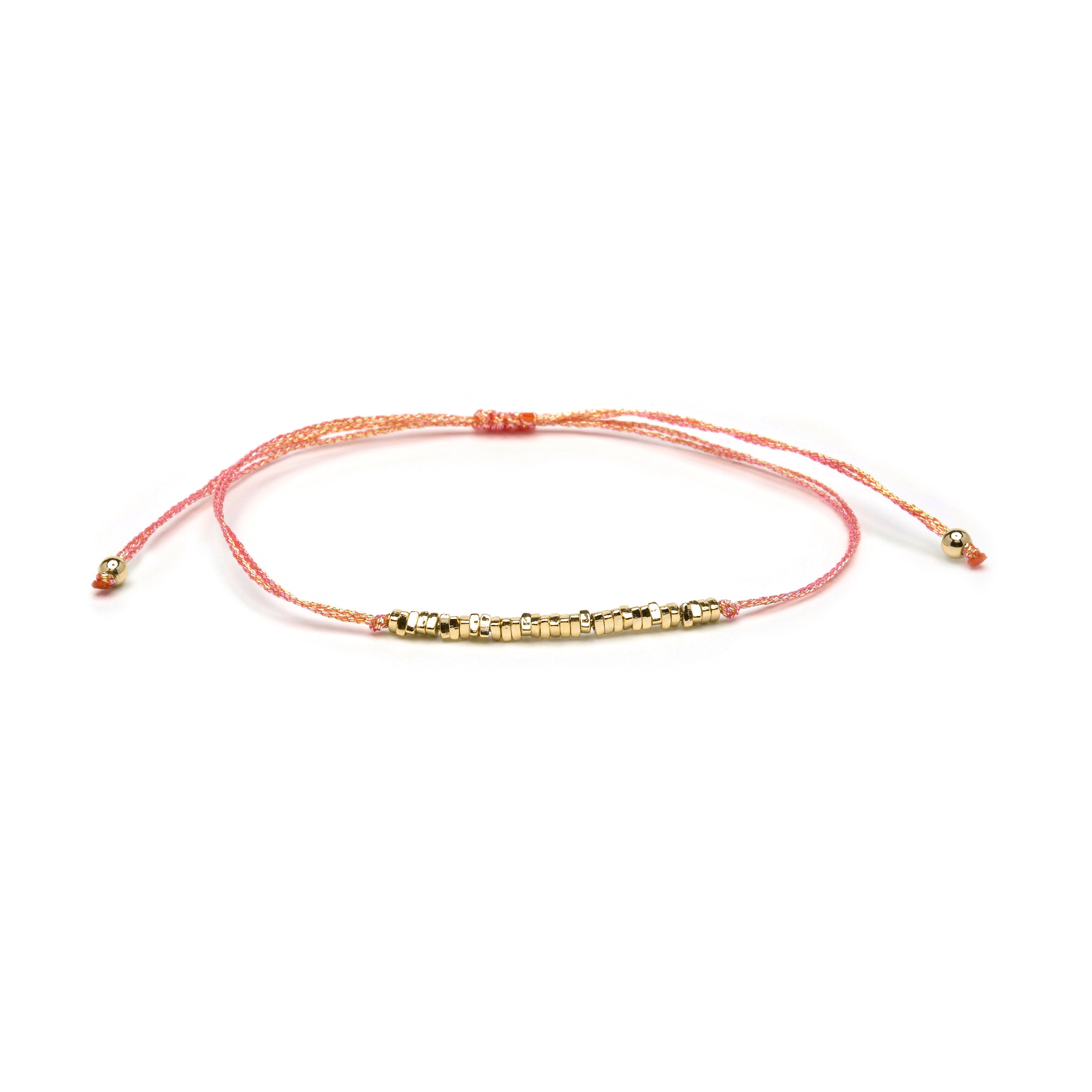 Pulsera de Algodon Naranja acabado en oro amarillo 18k - Limley